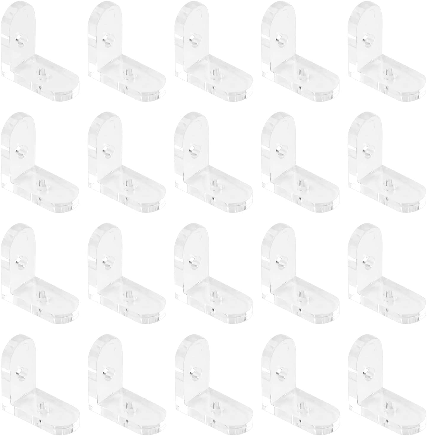 Aoibox  20 Pack Transparent Acrylic Corner Brackets 90 Degree Right Angle L Brackets with Screws and Adhesive