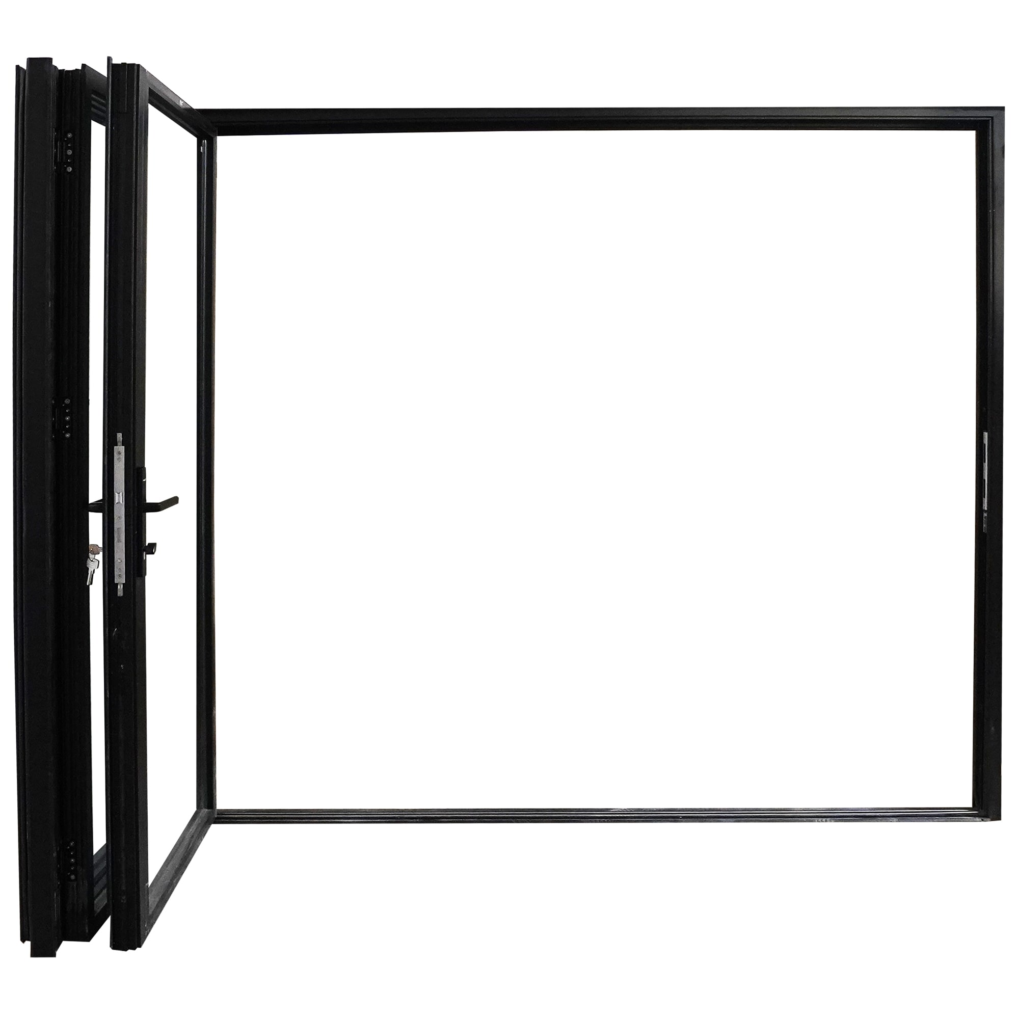 Teza Doors & Windows 75 Series Bifold Door 120-in x 80-in x 3-in Jamb Black Aluminum Left-hand 3-panel Folding Patio Door with Low-E argon Glass