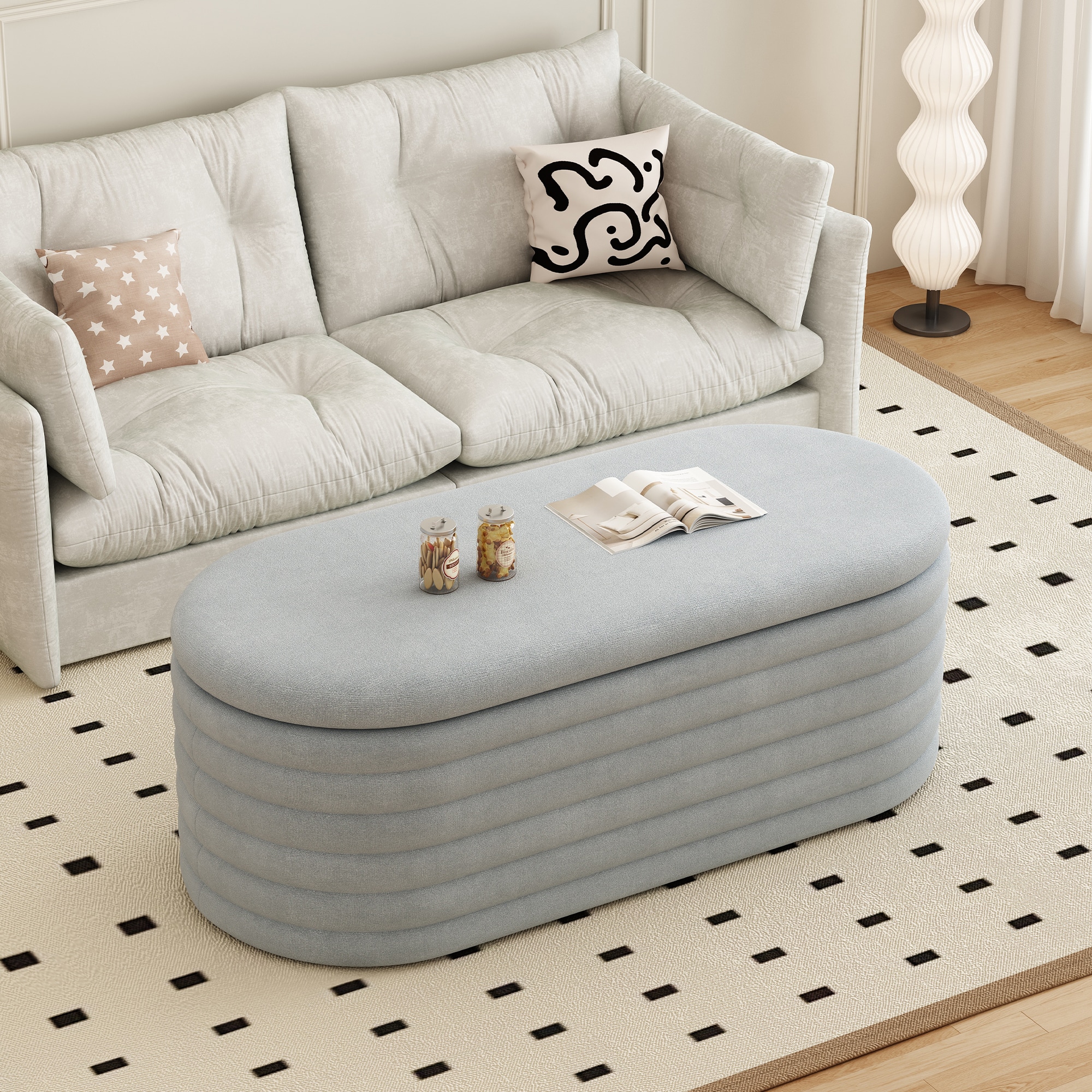 Lycvki EBB-28 Casual LIGHT GREY Storage Bench with Storage 40-in x 17-in x 16-in