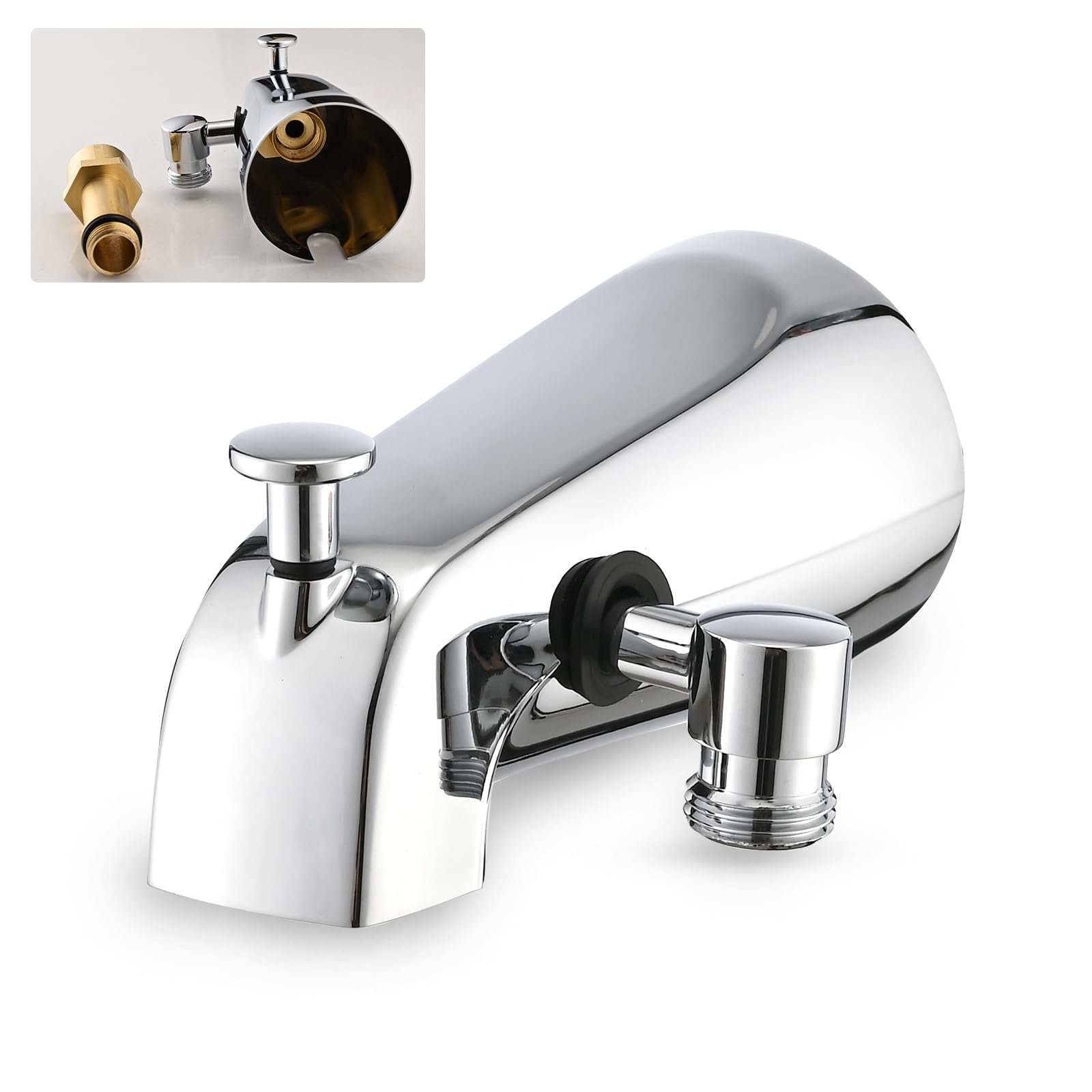 Lovav Chrome Without Handheld All Metal Bathtub Faucet With Sprayer 10 Settings Universal Fit Diverter Chrome