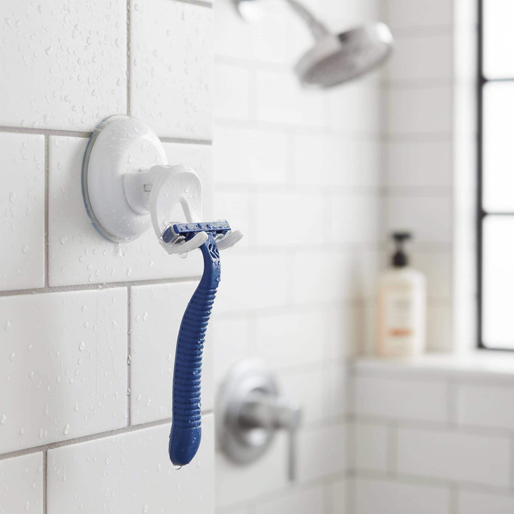 EVIDECO FRENCH HOME GOODS Suction Mounted Bath Men Razor Shaver Holder White