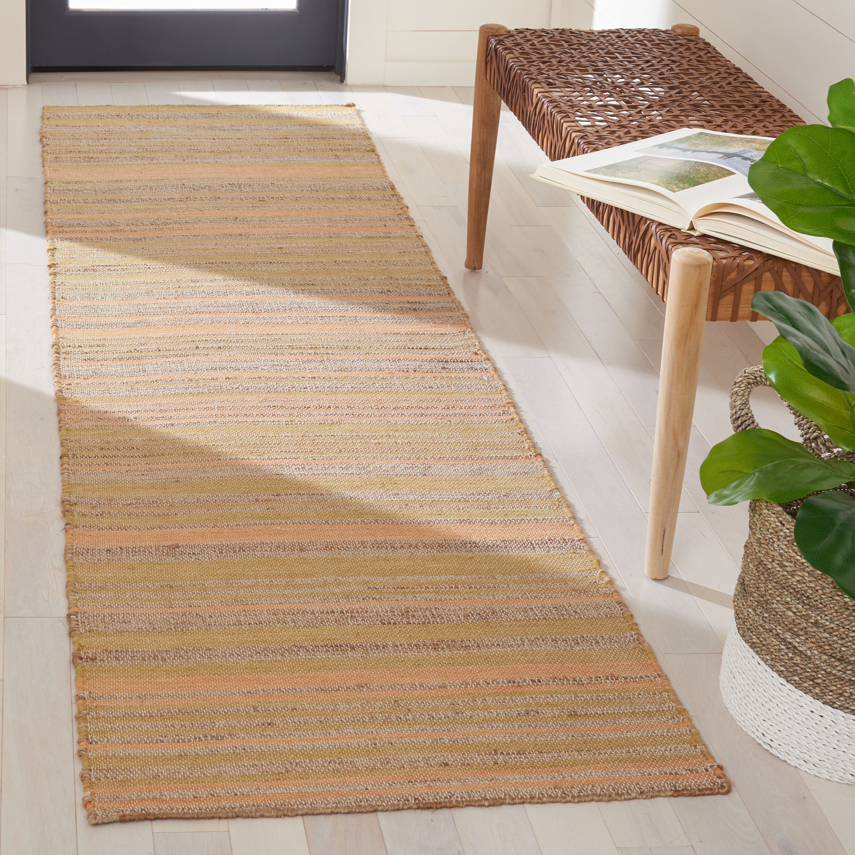  Kilim 464 Natural/Gold Contemporary 2Ft-3In x 9Ft Runner Rug