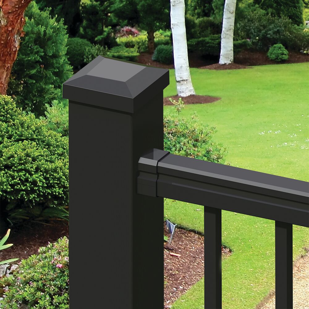 Freedom 4.25-in x 4.85-in x 3-ft Matte Black Aluminum Deck Post Sleeve ...