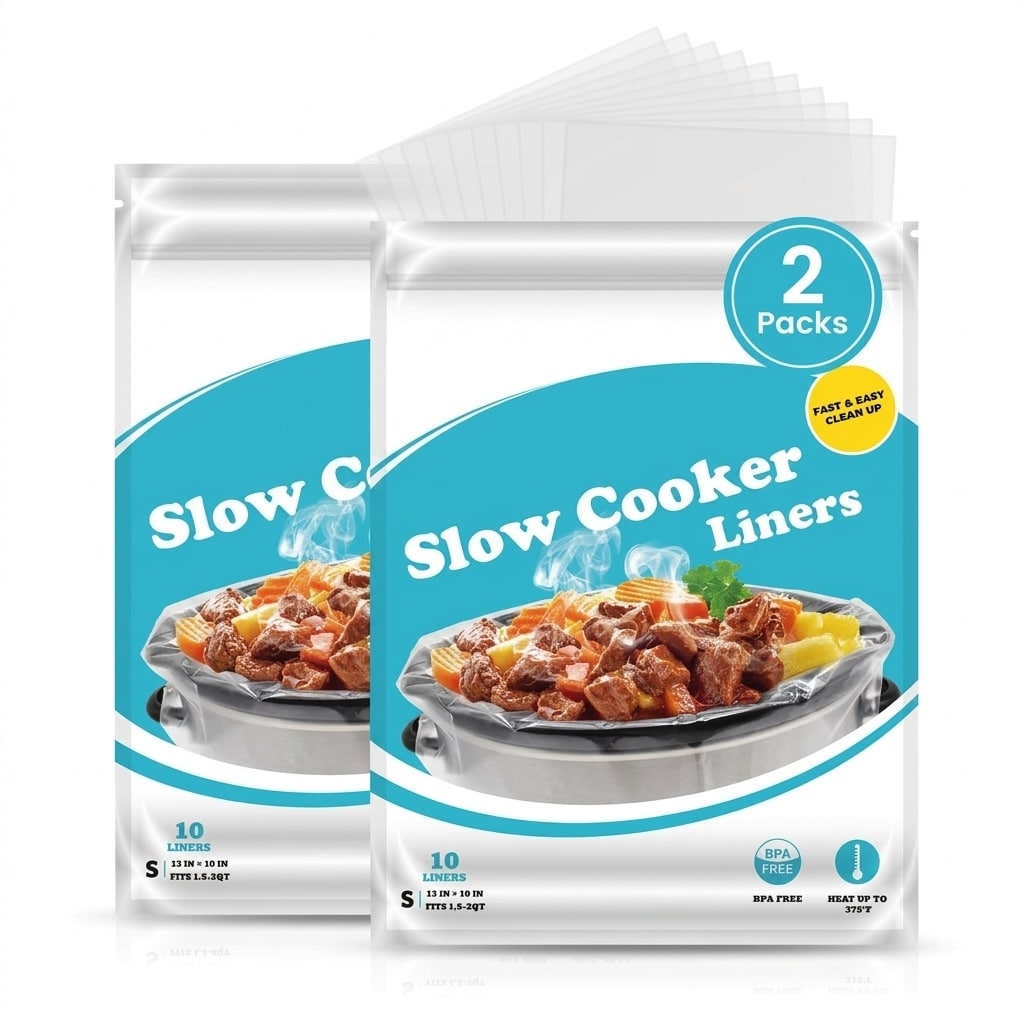Misopily Slow Cooker Liners Small Size 10 x 13 Inch Disposable Plastic Bags 20 Pack BPA Free Heat Resistant Fits 1 Half Quart to 2 Quart Pots #L05MS09075
