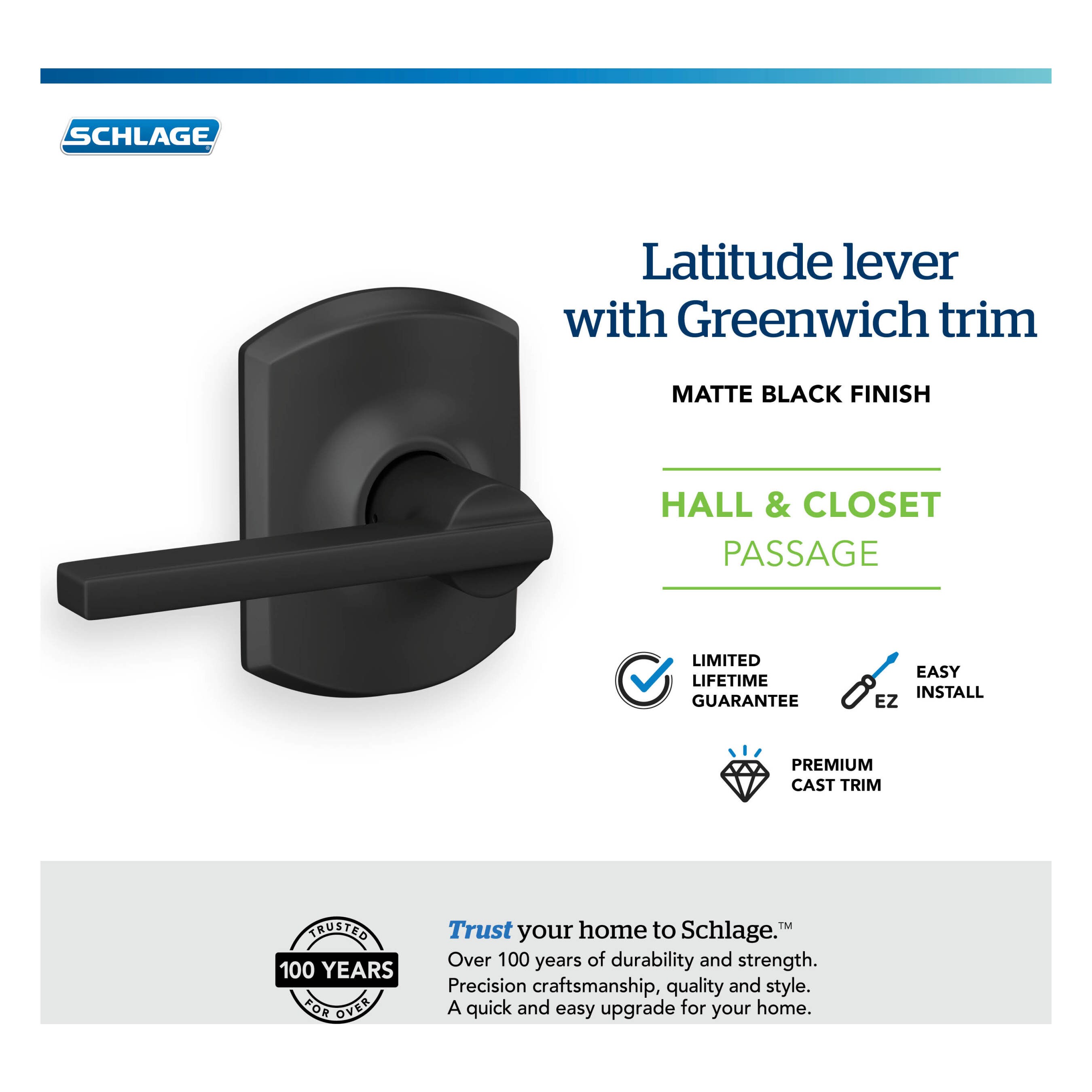 Schlage F10 LAT 622 GRW Door-Handles - View #6