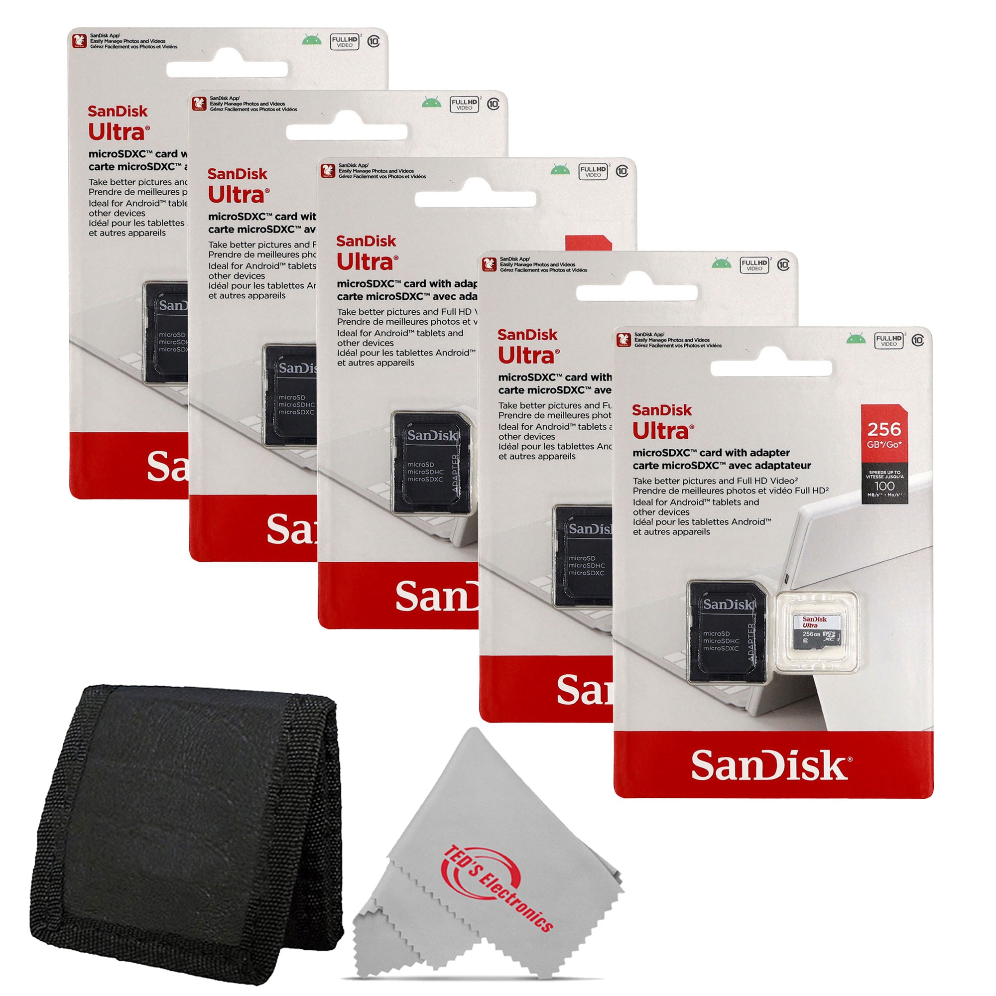 SanDisk 5x  Ultra 256GB 100MBs Class 10 Micro SDXC Memory Card Card Wallet