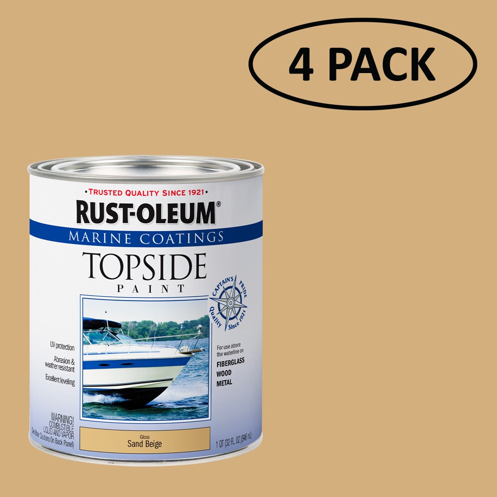 Rust-Oleum 4 -Pack Marine Coatings Topside Paint Gloss Sand Beige Oil-based Marine paint ( 1-quart ) #207003SOS