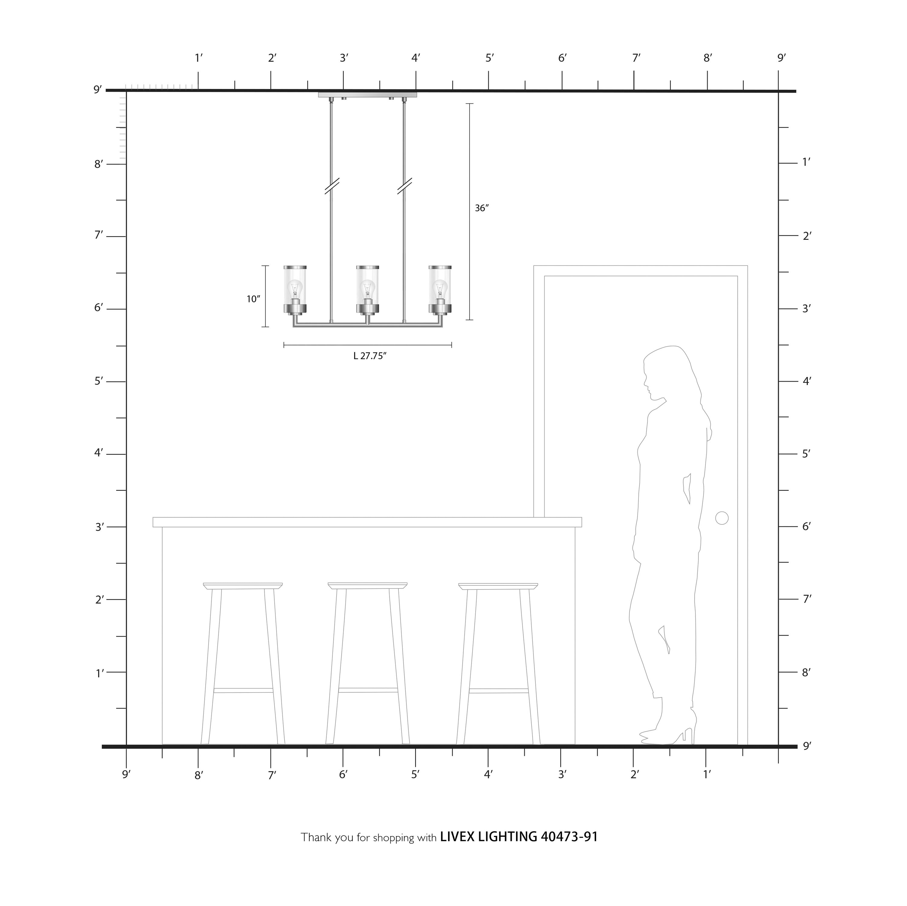 Hillcrest Brushed Nickel Linear Chandelier with Clear Glass Shades