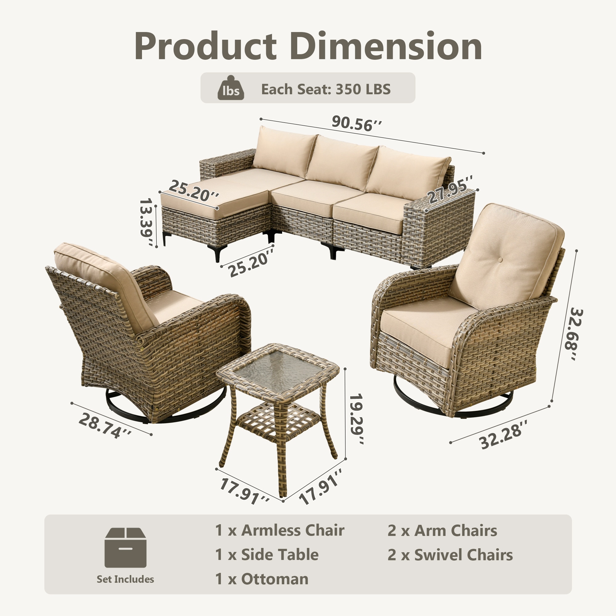 Ovios HP605Y Patio-Conversation-Sets - View #8