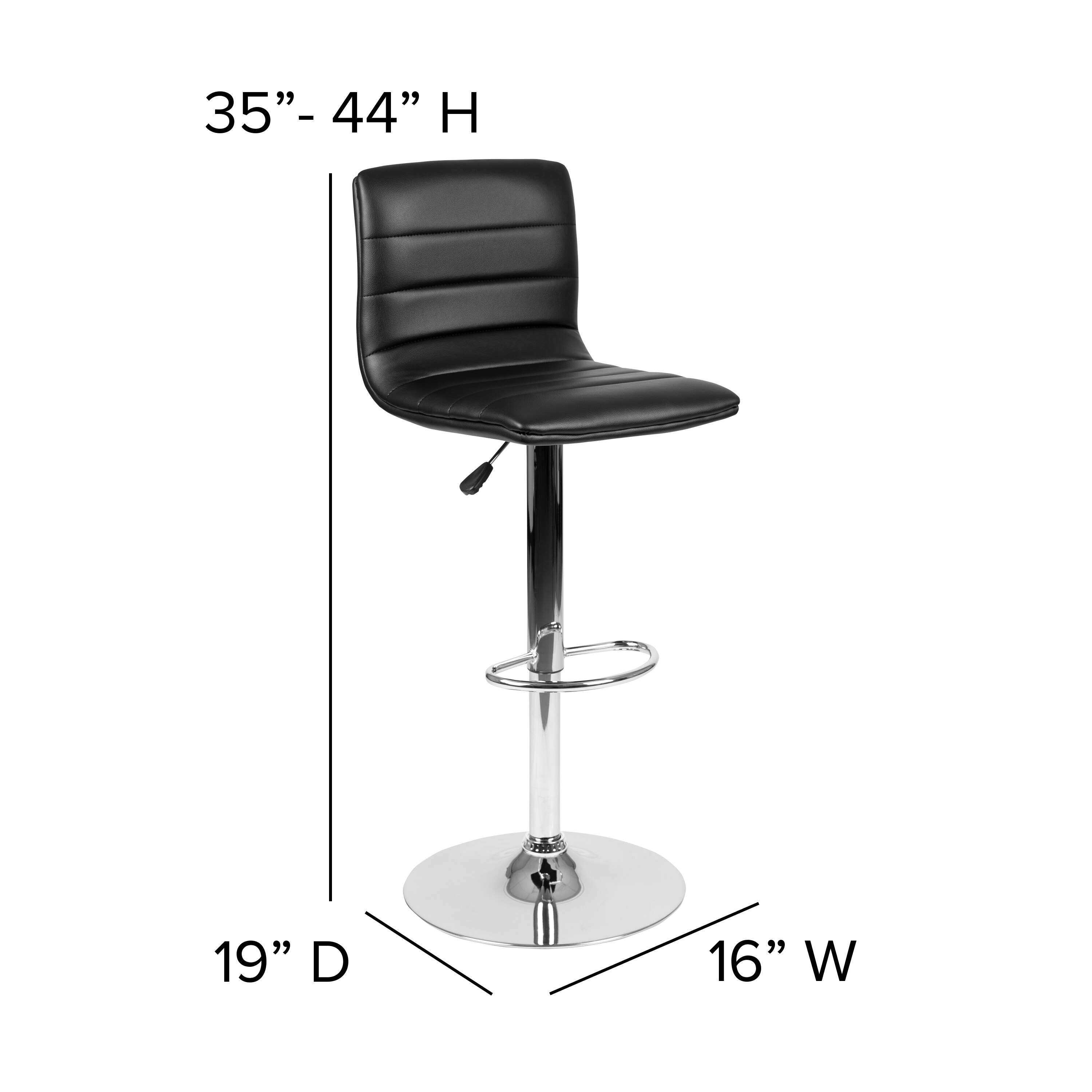 Flash Furniture Set of 2 Black 33-in H Adjustable height Upholstered ...
