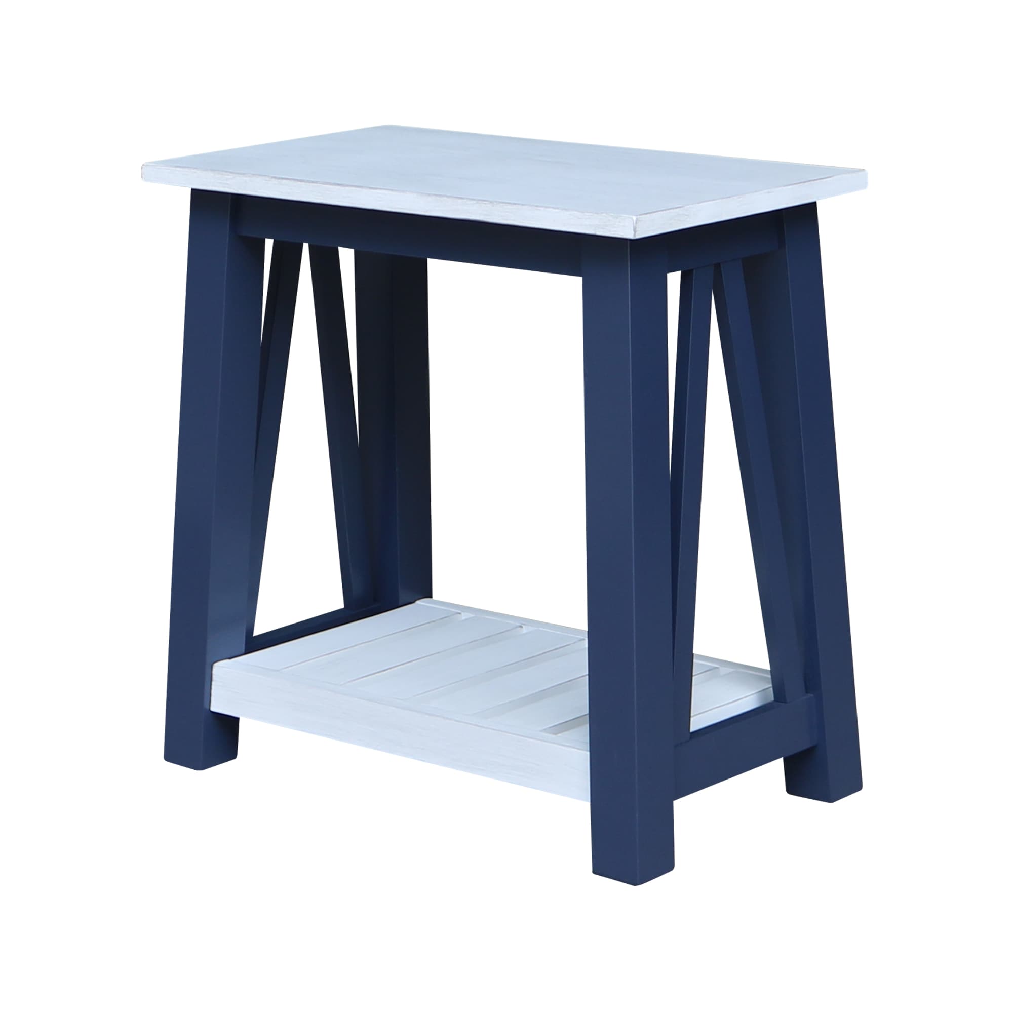 International Concepts OT62-16E2 Surrey 24.00-Inches W x 24.00-Inches H Blue/Antiqued Chalk Wood Rectangular Casual End Table with Storage Assembly Required