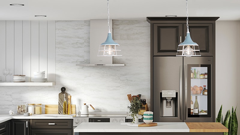 Coastal Blue Farmhouse 12" Mini-Pendant with Aged Brass Accents