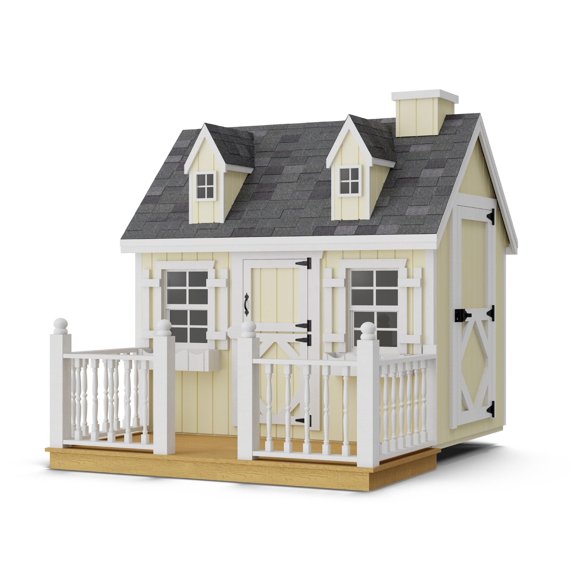 Little Cottage Co 4X6 CCP-PNK-FK-DR 4x6 Cape Cod Playhouse with Deck and Rail Outdoor Wood Playhouse