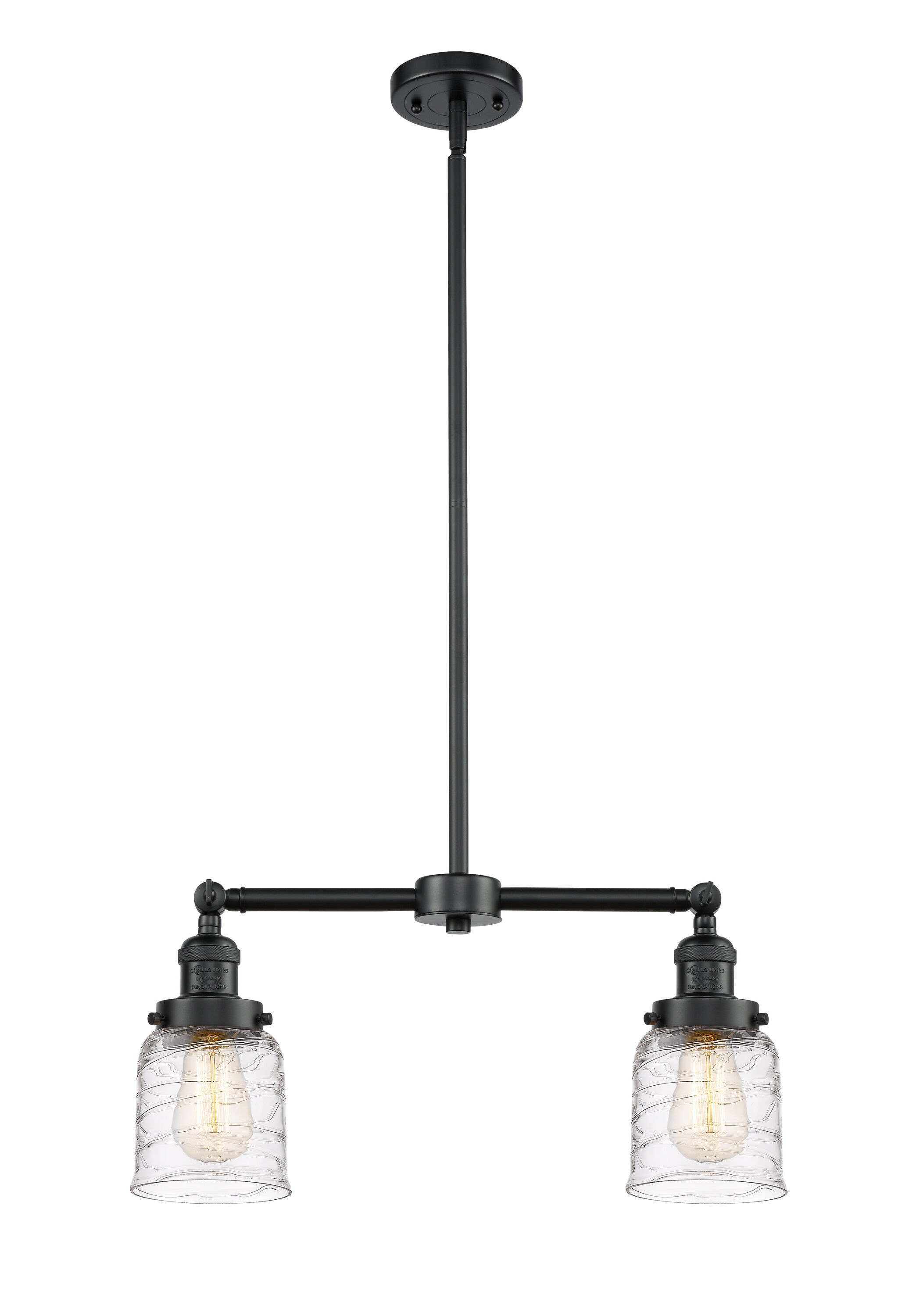 Innovations Lighting 209-OB-G513 Bell 2 -Light Oil Rubbed Bronze Traditional Textured glass Bell Medium Hanging Pendant light