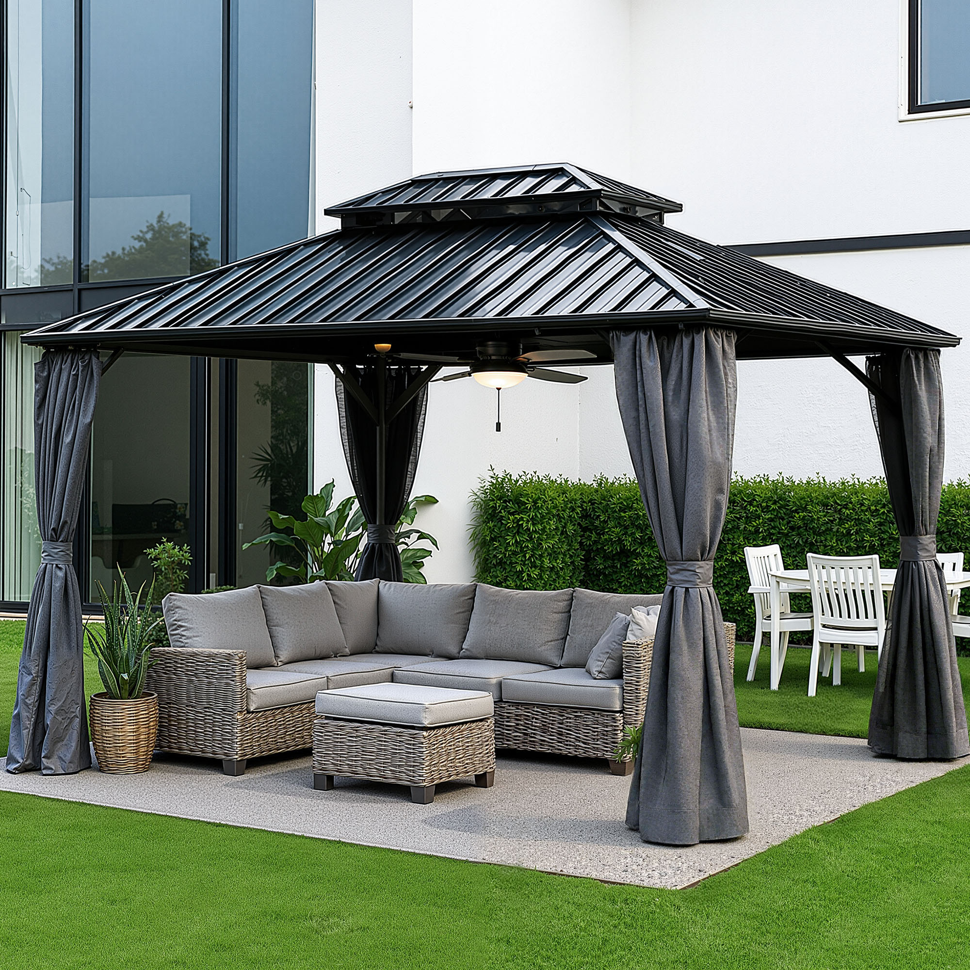 SINOFURN SYE350003GY Wood-Resin-Gazebos - View #2