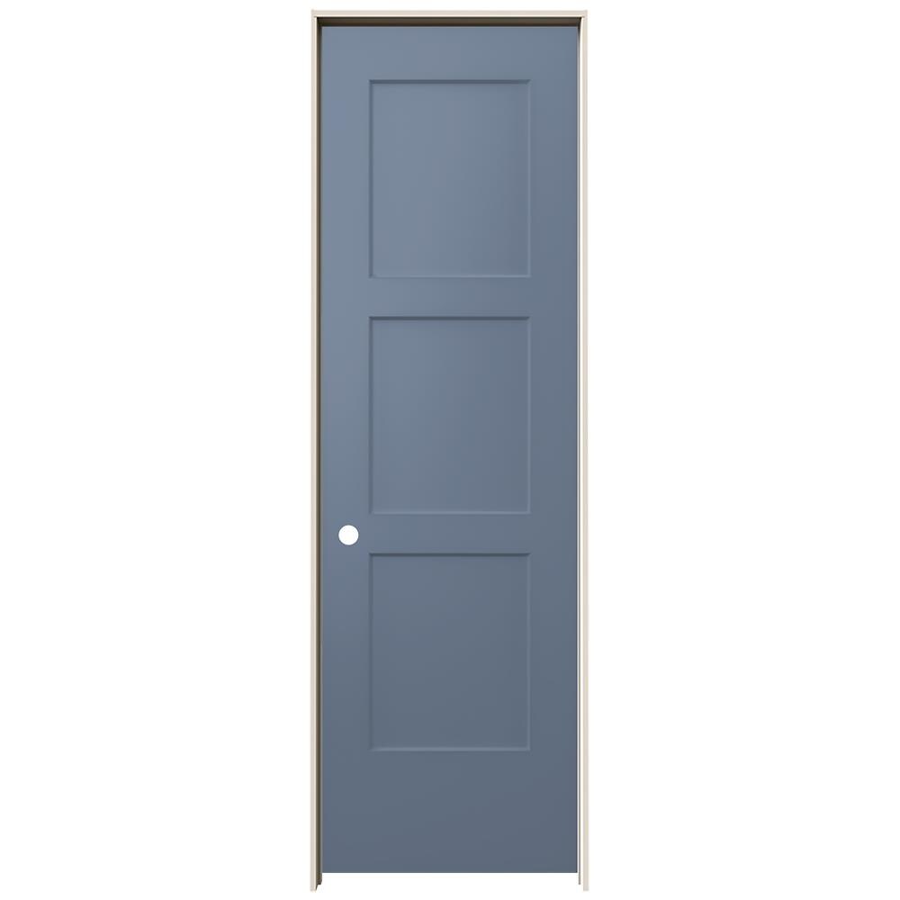 JELD-WEN LOWOLJW235300953 24-in x 80-in Colony Solid core 3-panel equal Right hand Smooth Prefinished Molded composite Flat Jamb Single Prehung Interior Door