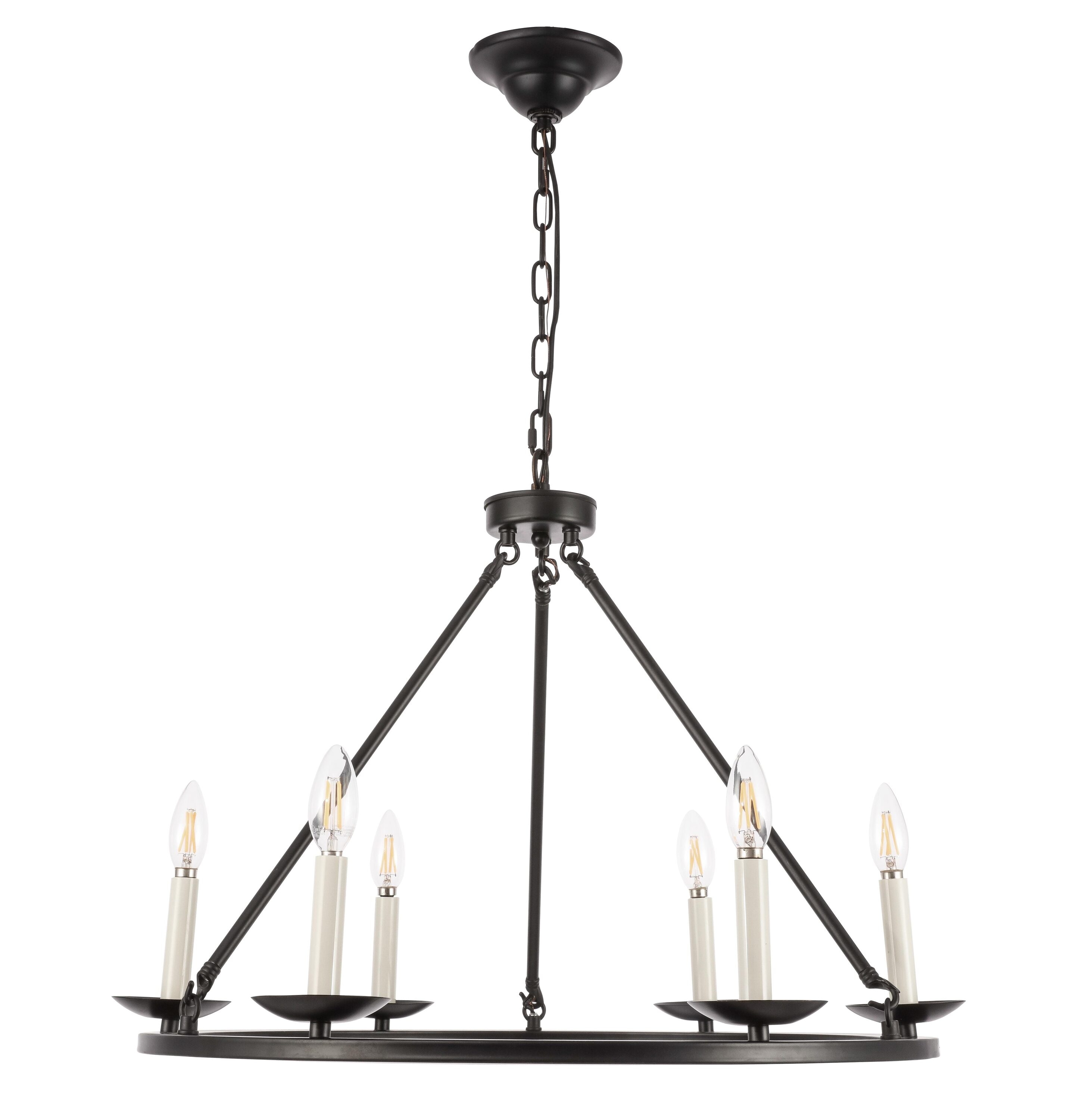 Elegant Maine 6-Light Black Metal Circular Chandelier
