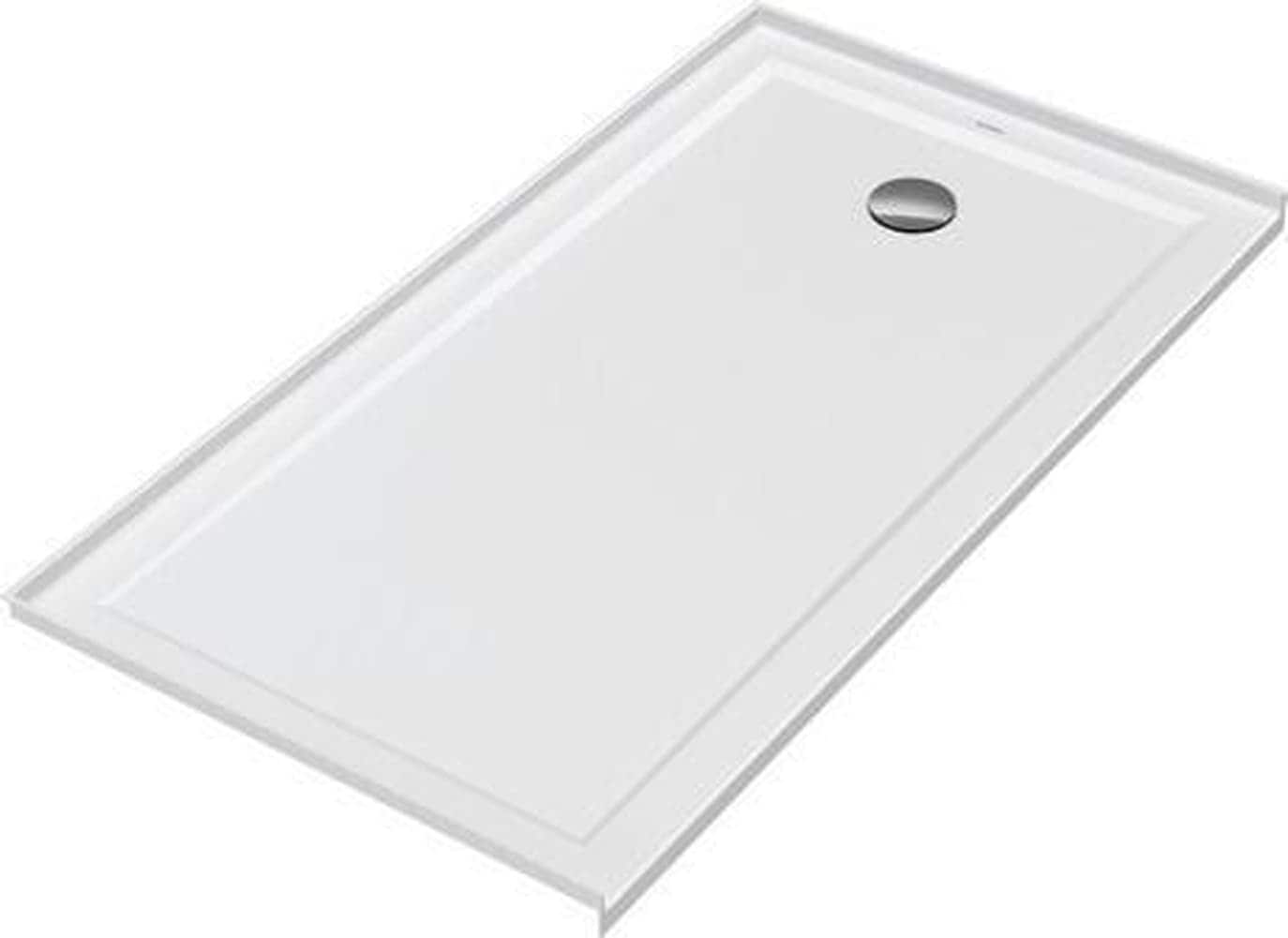Duravit 720249000000090 Architec 60 in. L x 32 in. W Alcove Shower Pan Base with Right Drain in White