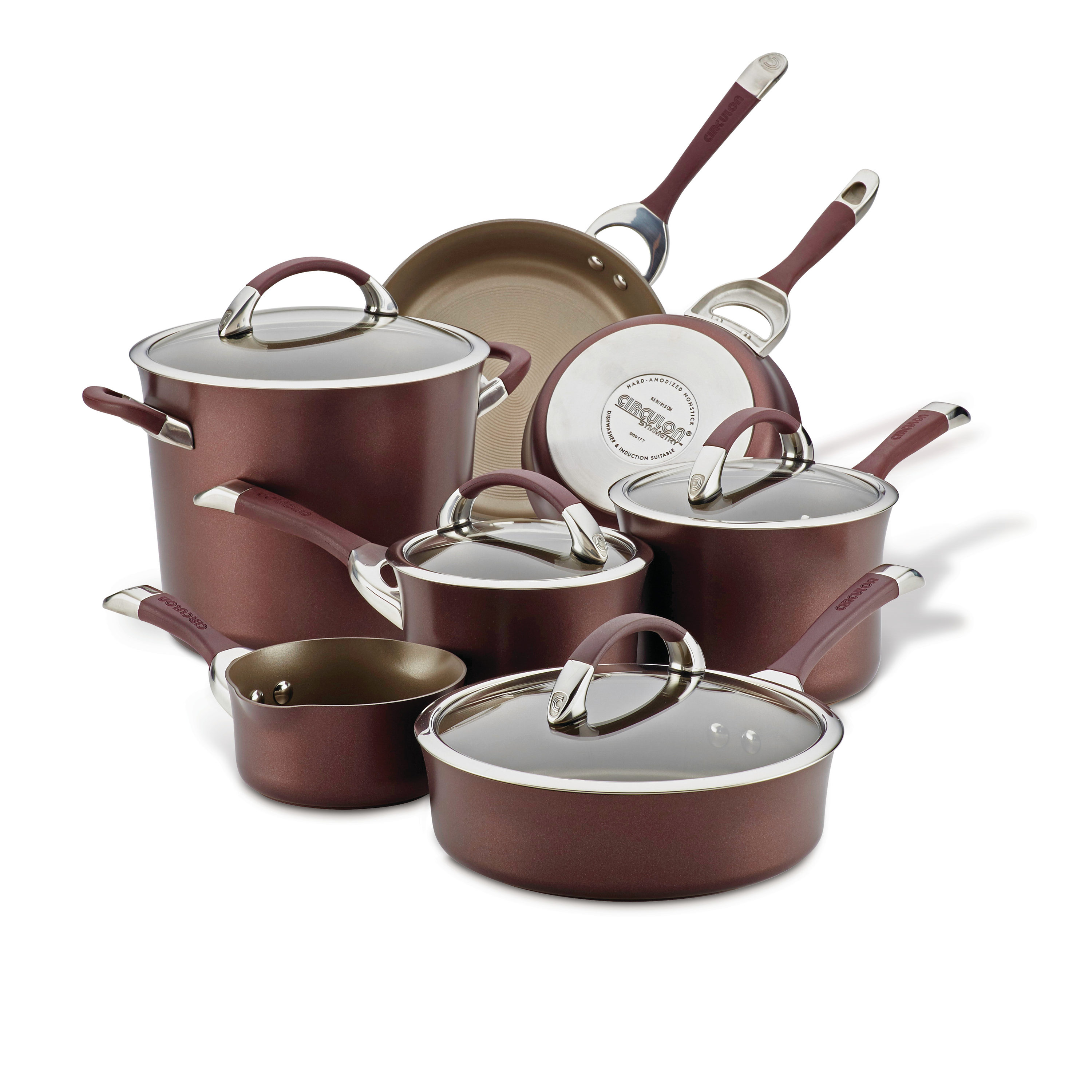 Circulon Symmetry Hard-Anodized Nonstick Cookware Induction Pots and Pans  Set, 4-Piece, Chocolate - Macy's
