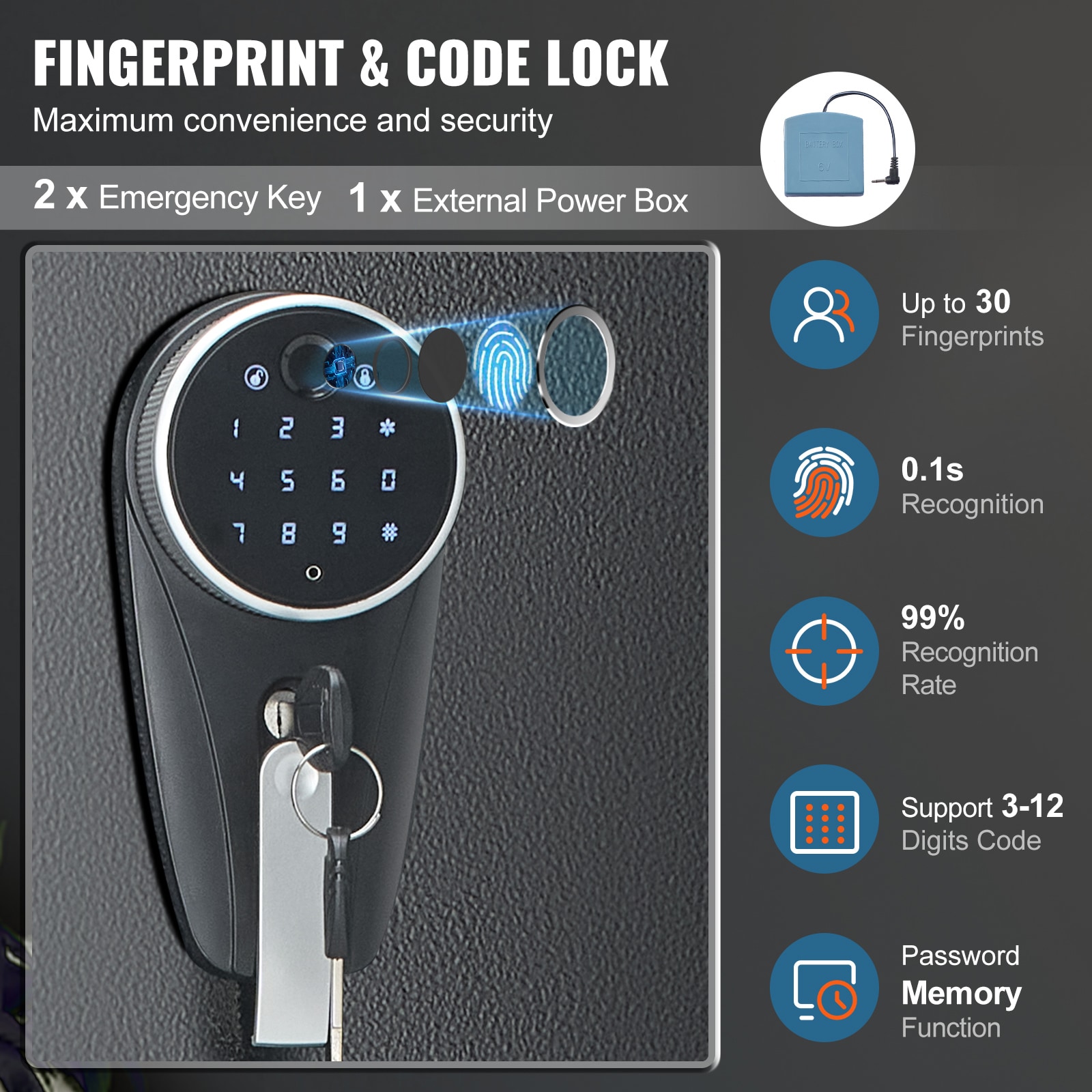 Biometric Digital Steel Gun Safe with Fingerprint Lock