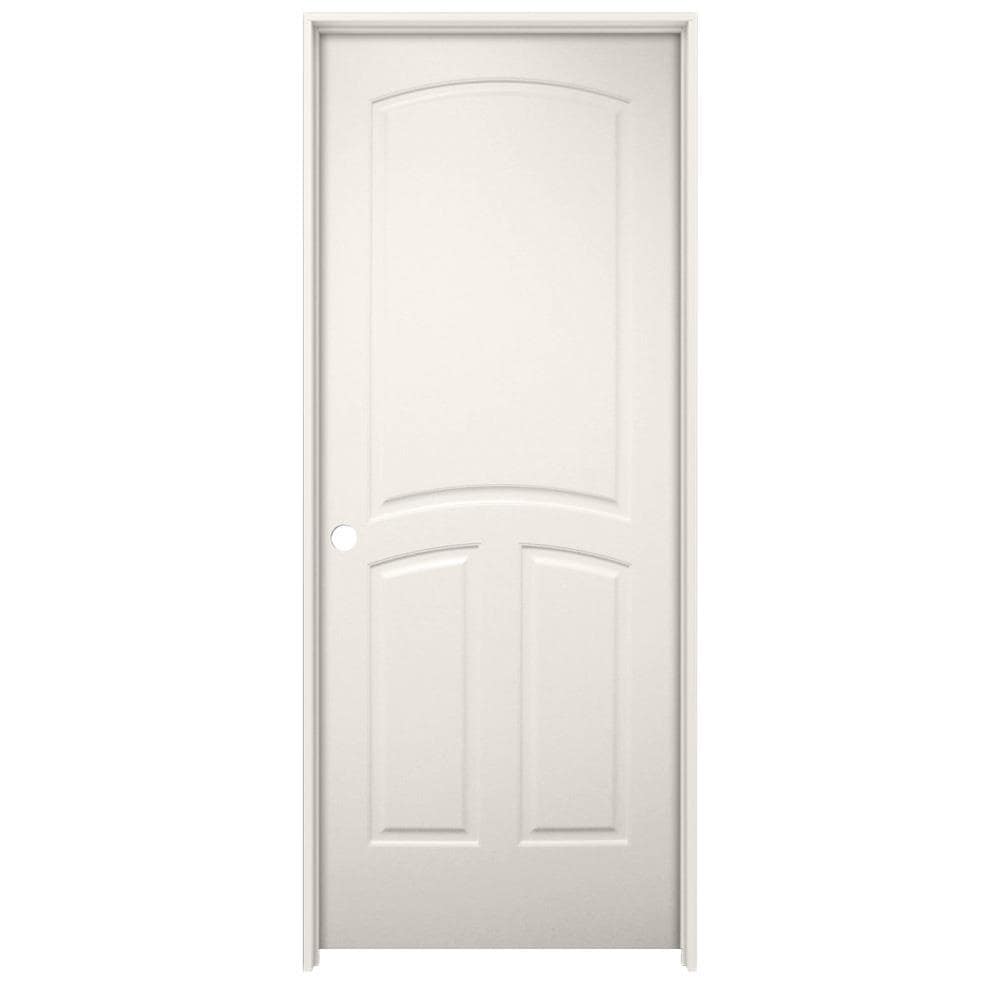 American Building Supply LO965312 36-in x 80-in Primed Solid core 3-panel round top Right hand Smooth Primed MDF Flat Jamb Single Prehung Interior Door