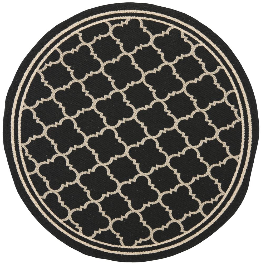 Safavieh CY6918-226-8R Courtyard Samana 8 x 8 (ft) Loomed Polypropylene Black/Beige Round Indoor/Outdoor Geometric Coastal Area rug