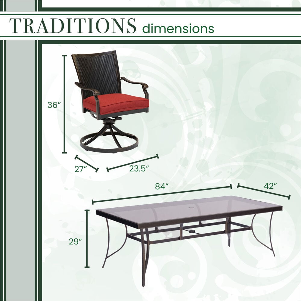 Hanover TRADDNWB9PCSWG-RED Patio-Dining-Sets - View #4