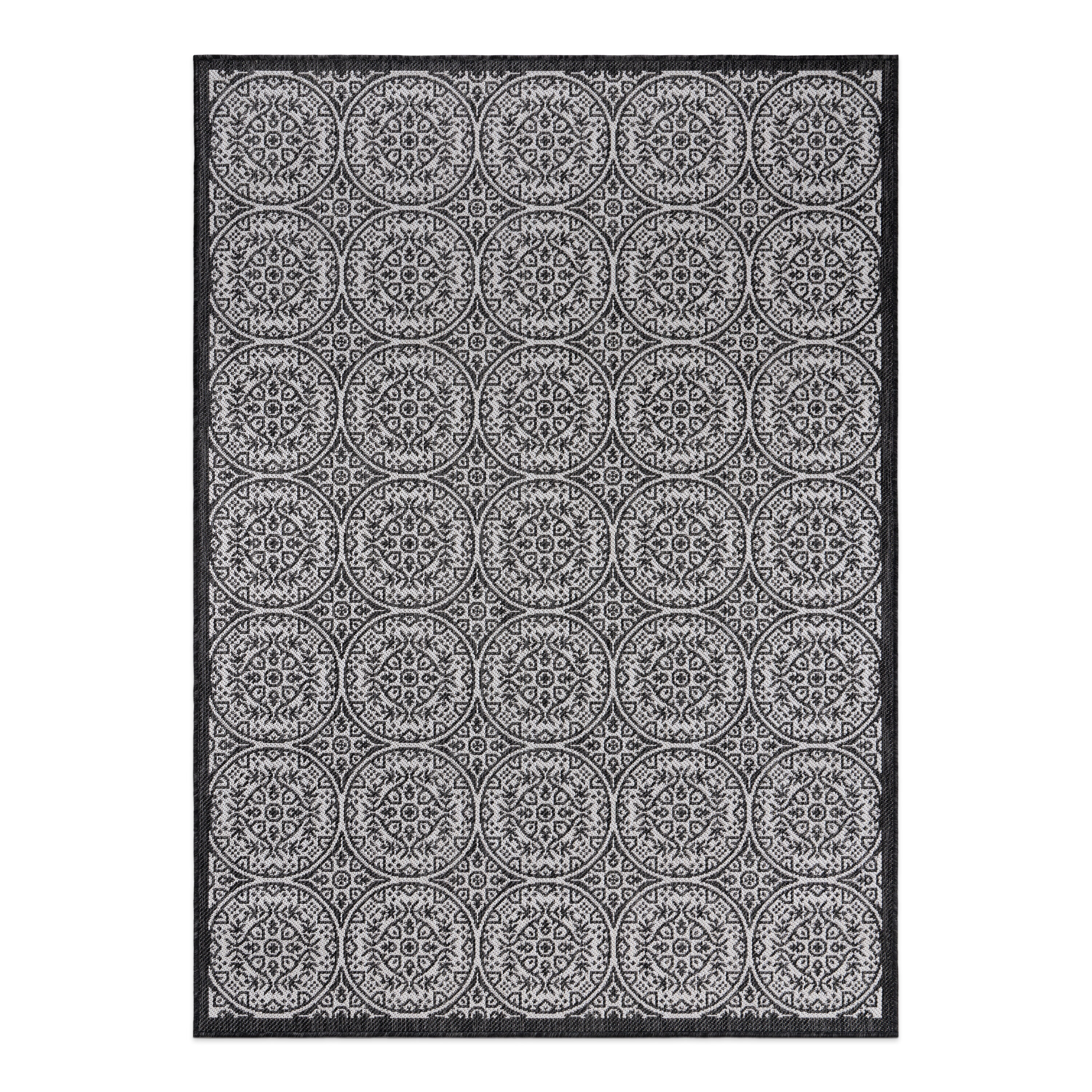 World Rug Gallery 121BLACK8X10 Summer 8 x 10 (ft) Loomed Polypropylene Black Rectangular Indoor/Outdoor Floral/Botanical Mid-Century Modern Area rug