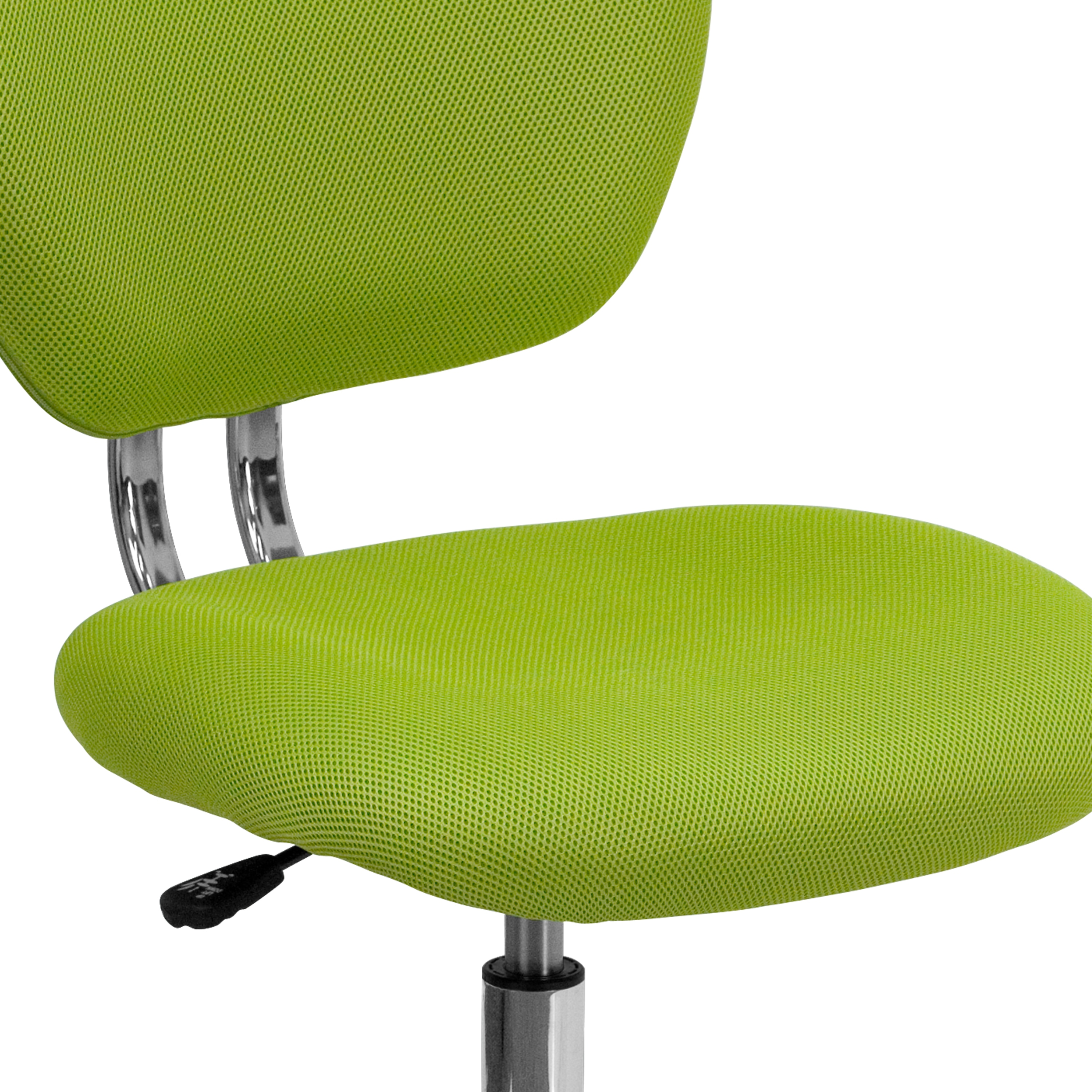 Apple Green Mesh Mid-Back Swivel Task Chair with Chrome Base