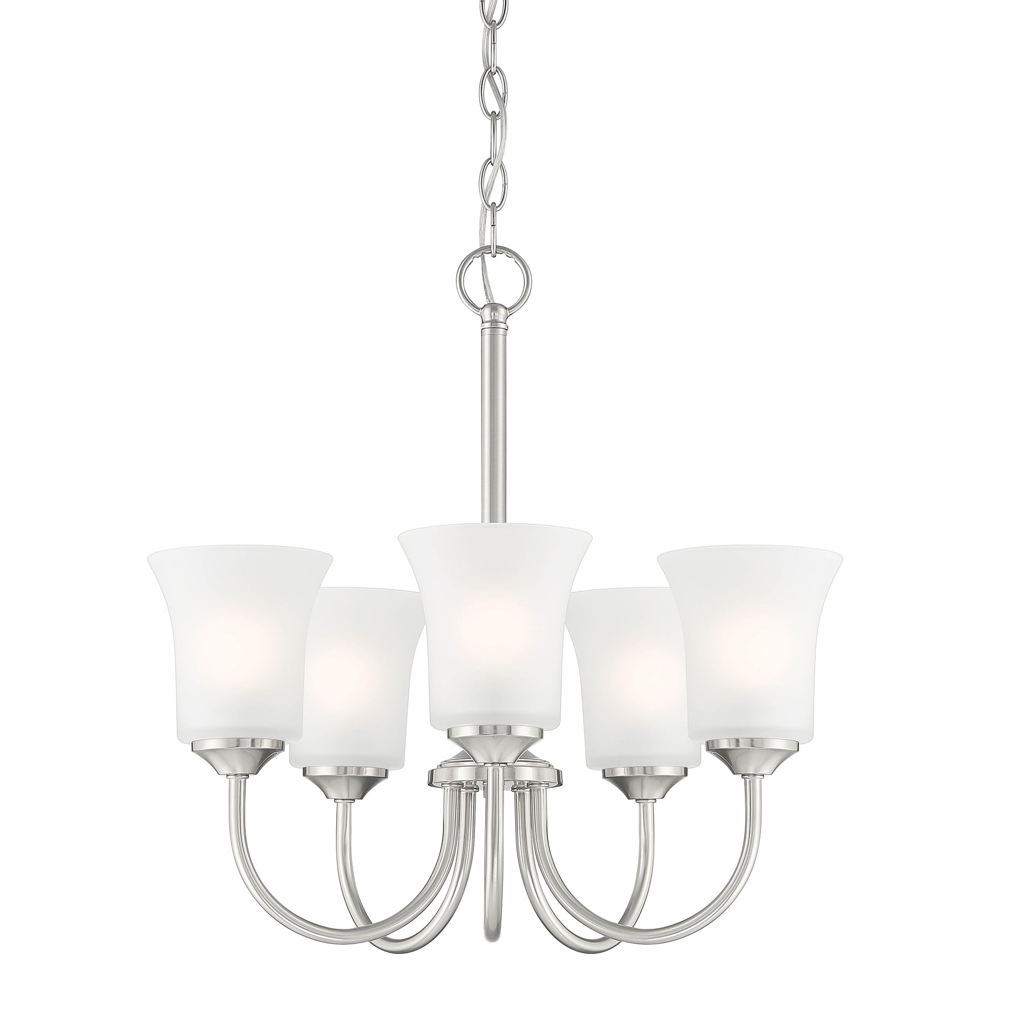 Bronson Mini 20'' Nickel Transitional Chandelier with Frosted Glass Shades