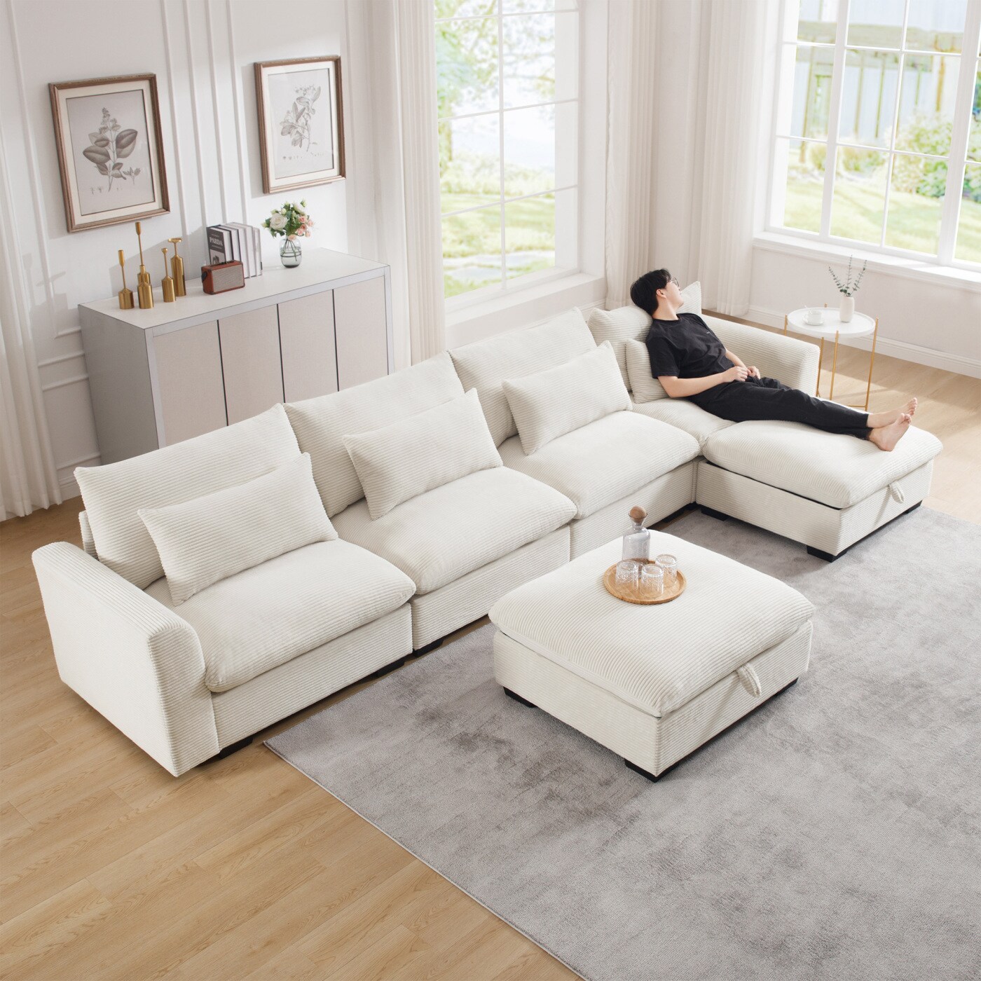 Streamdale Furniture Streamdale Big Deep Seat U-Shaped Corduroy ...