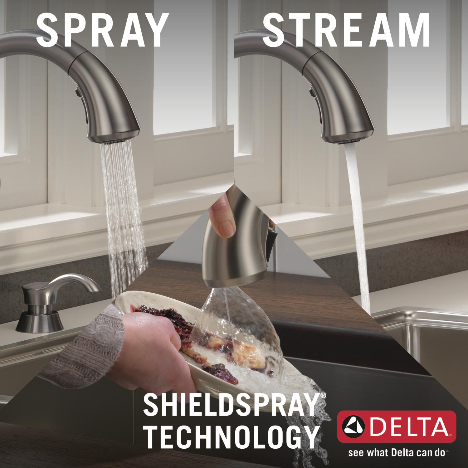 Delta Ashton Black Stainless 2 handle Pull down Kitchen Faucet