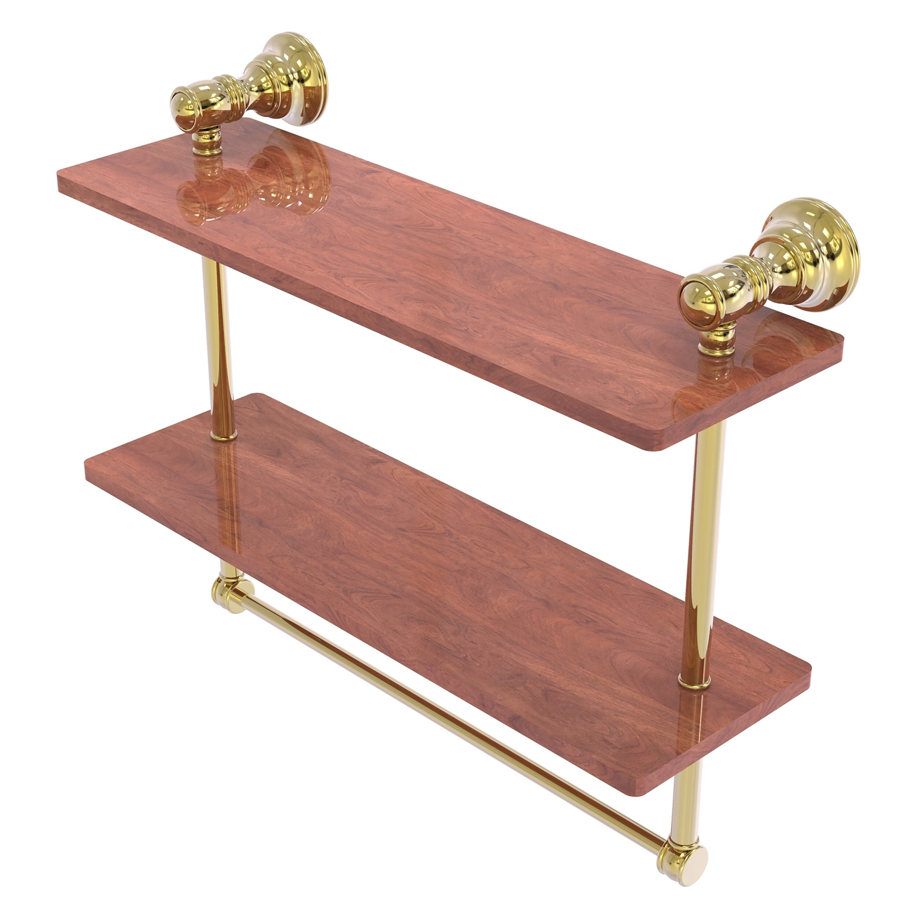 Allied Brass CL-2-16TB-IRW-UNL Carolina Unlacquered Brass 2 -Tier Wall mount Bathroom Shelf ( 16-in x 9.5-in x 5-in )