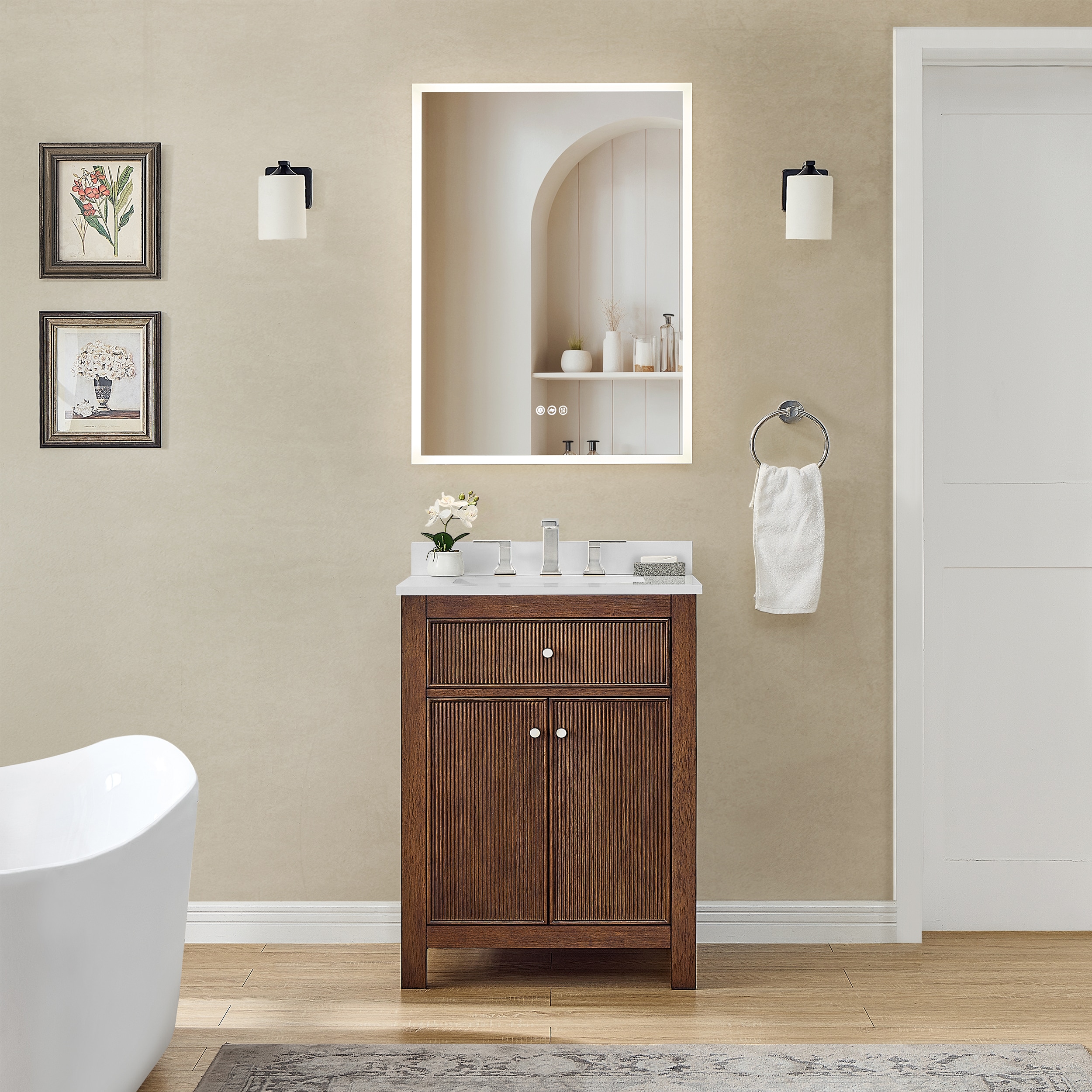 Wyndham Collection Pendry Dark Walnut Bathroom Vanity with Undermount Square Sink and Countertop Options