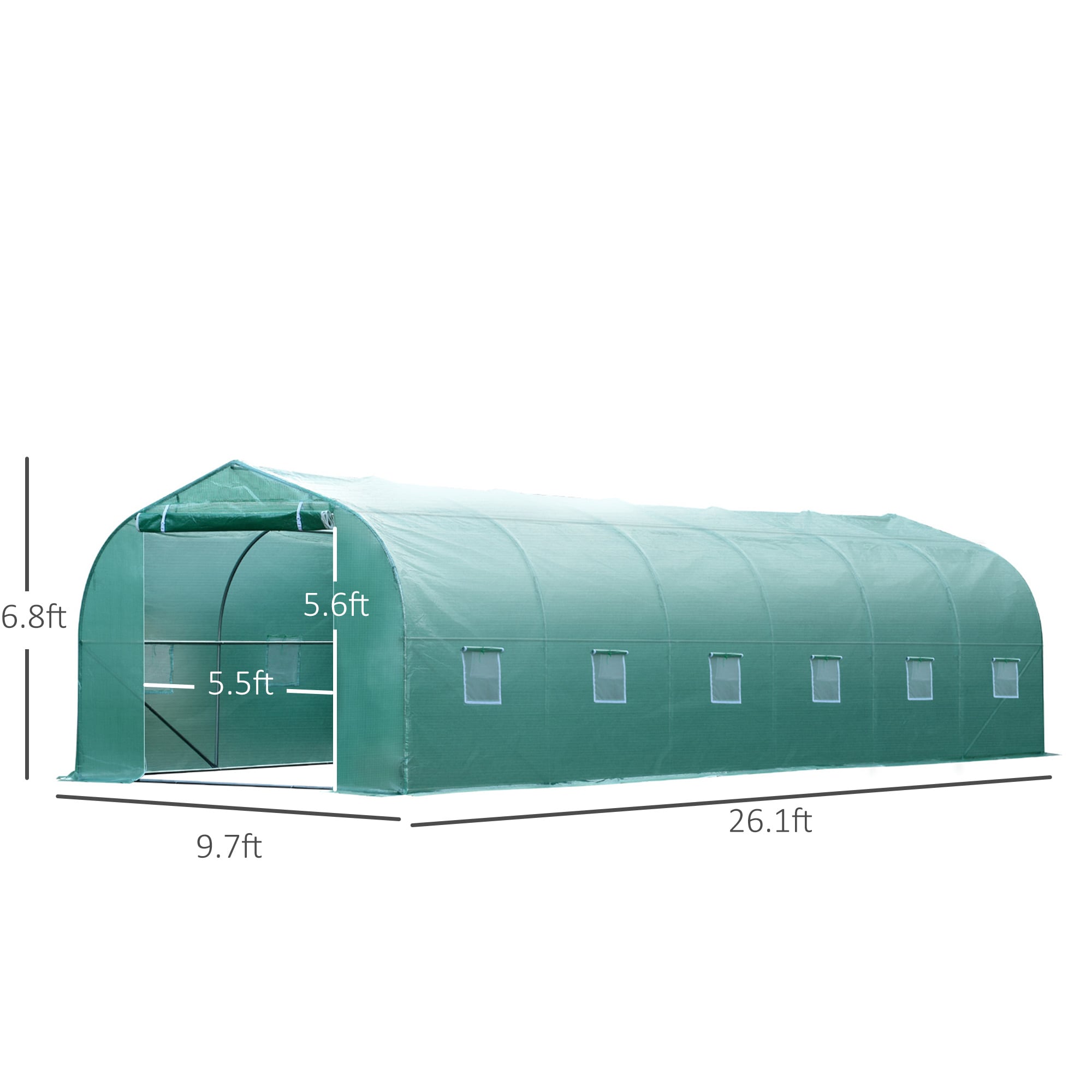 Outsunny 26-ft L x 10-ft W x 7-ft H Green Greenhouse in the Greenhouses ...