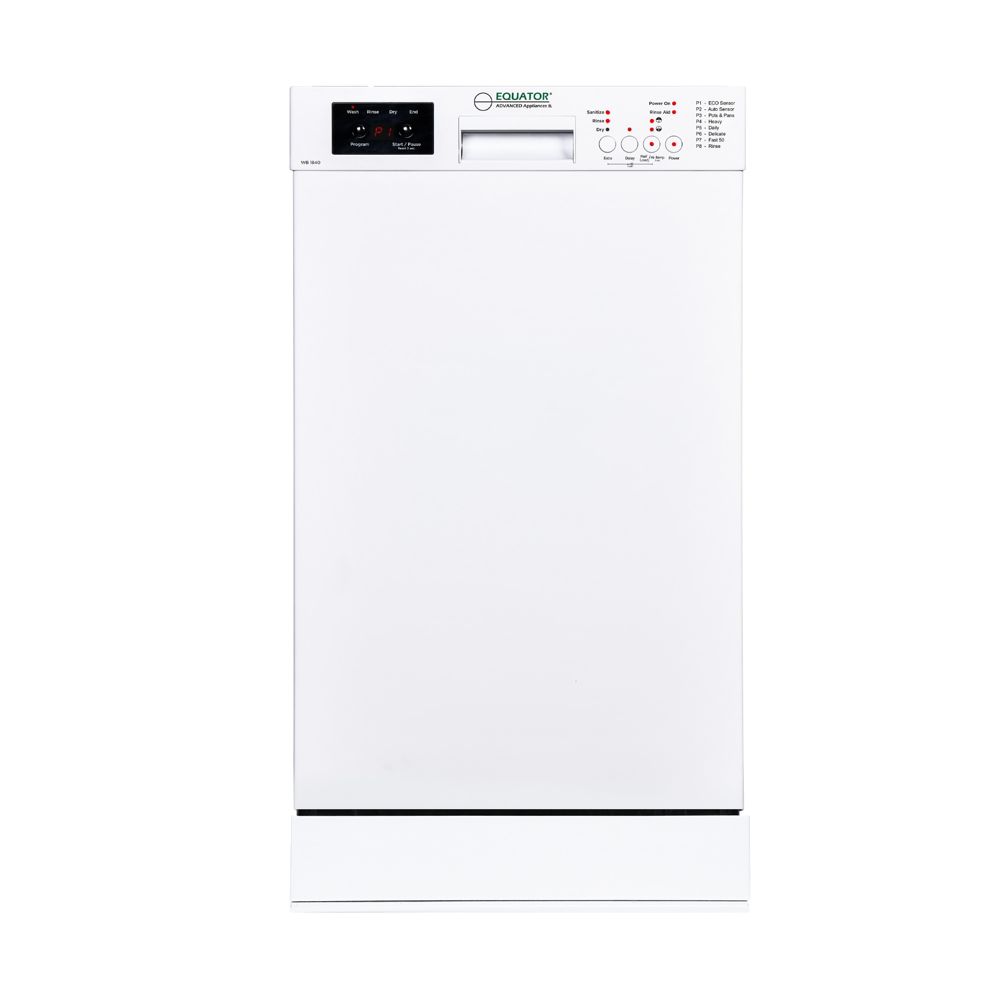 Equator Advanced Appliances WB 1840 18-in Front Control Built-in Dishwasher ( White ) ENERGY STAR, 51-Decibel Very Quiet Sound Level