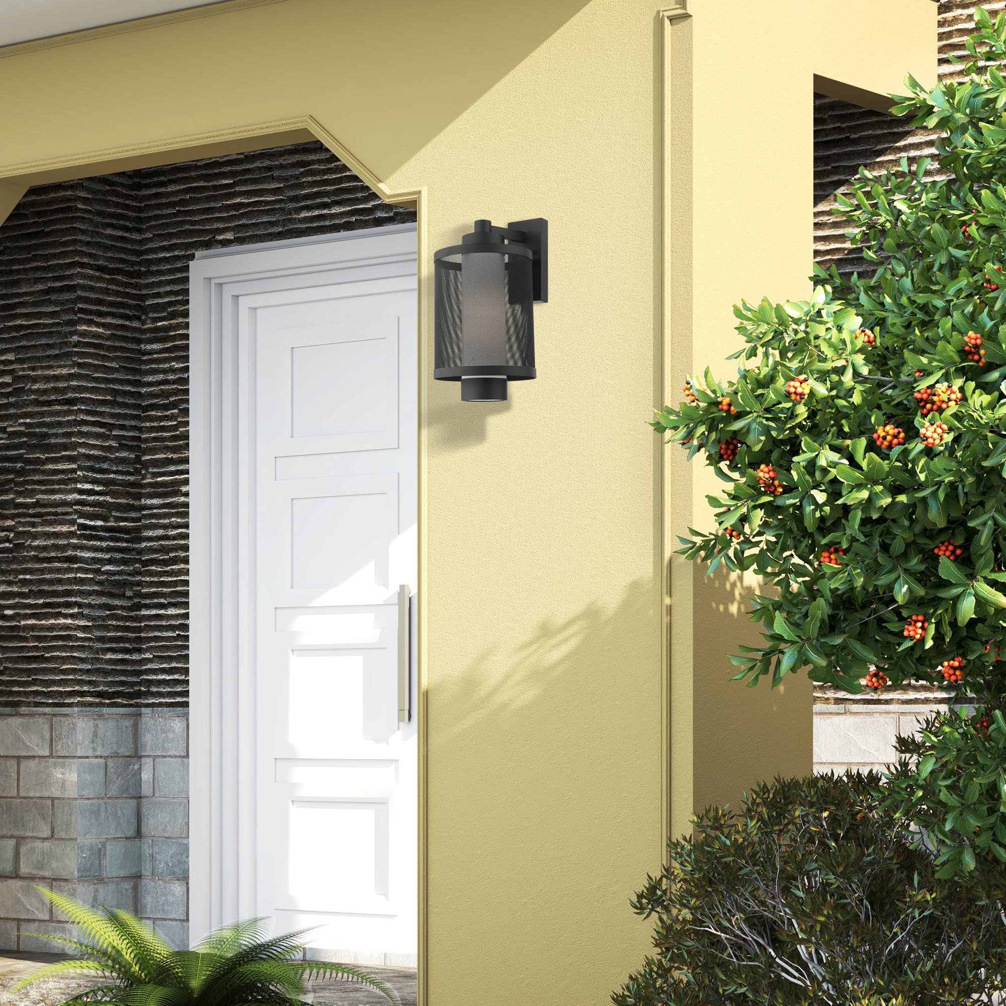 Nottingham Textured Black Stainless Steel Outdoor Wall Lantern