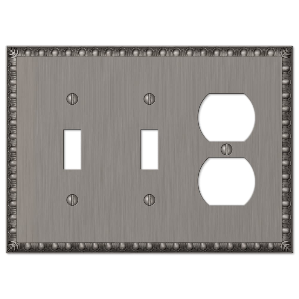 Amerelle 90TTDAN 3 -Gang Specialty Size Antique Nickel Metal Indoor Toggle/Duplex Wall Plate