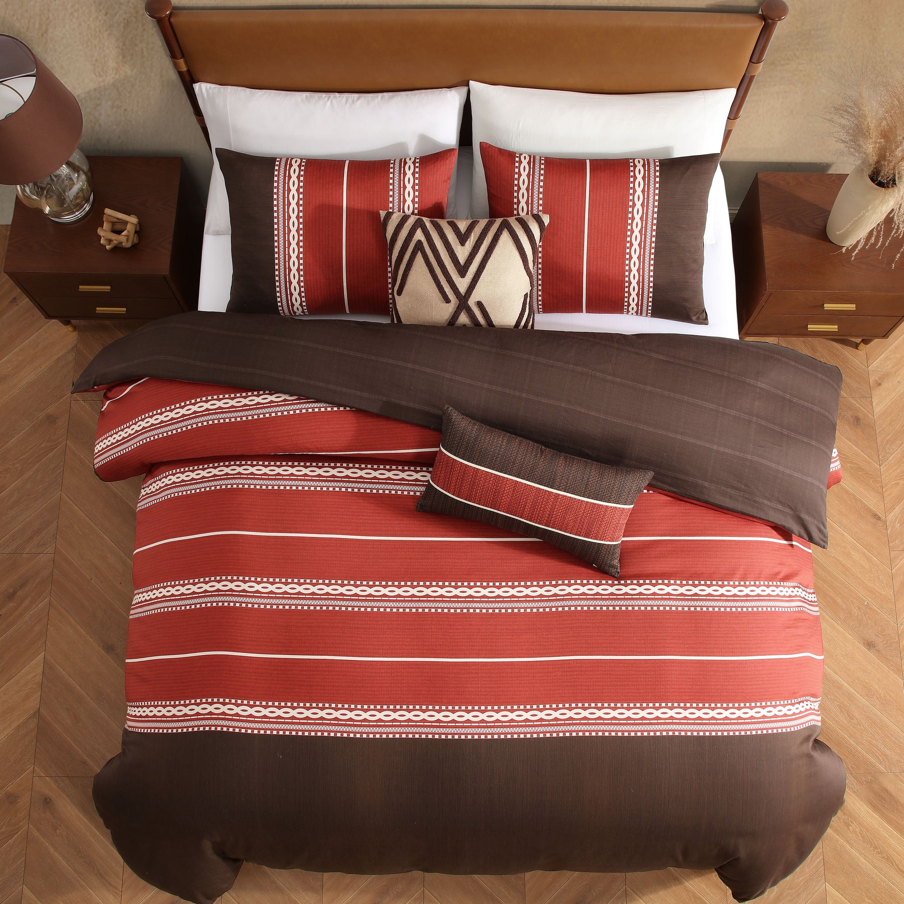 BEBEJAN  Terra Spice Queen Size 5 Piece Reversible Comforter Set