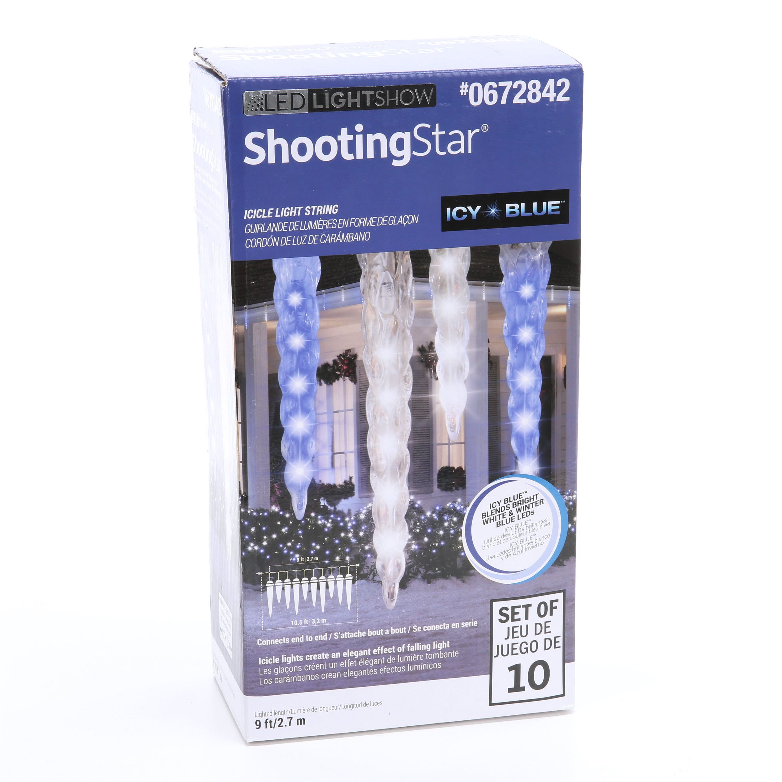 ICICLE SHOOTING STAR ICICLE LIGHT SHOW CHRISTMAS STRING LIGHT BLUE WHITE MULTICO 