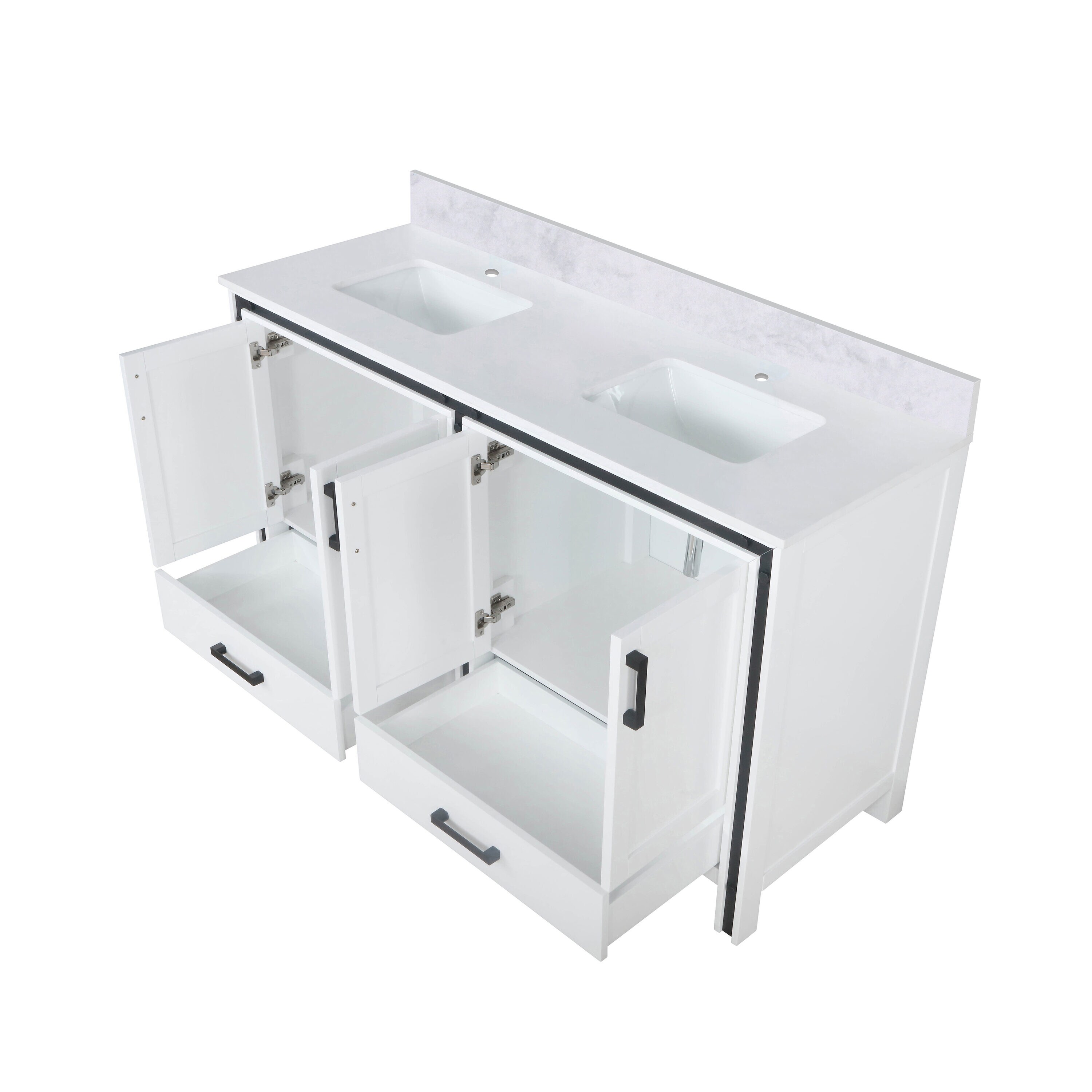 Ziva 60-Inch White Double Sink Freestanding Bathroom Vanity with Quartz Top