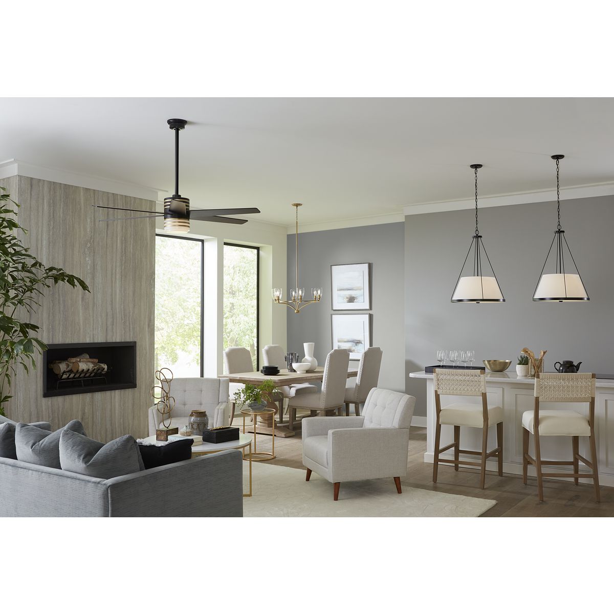Parkhurst Brushed Bronze 6-Light Glass Chandelier