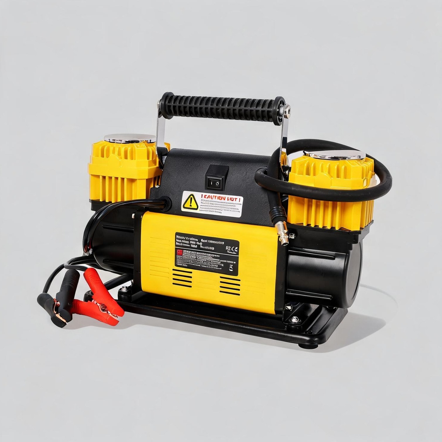 SunJet Storage Air Compressors in Yellow+Black 14.3 x 6 x 8.6 in with Metal Frame 26-Foot Hose