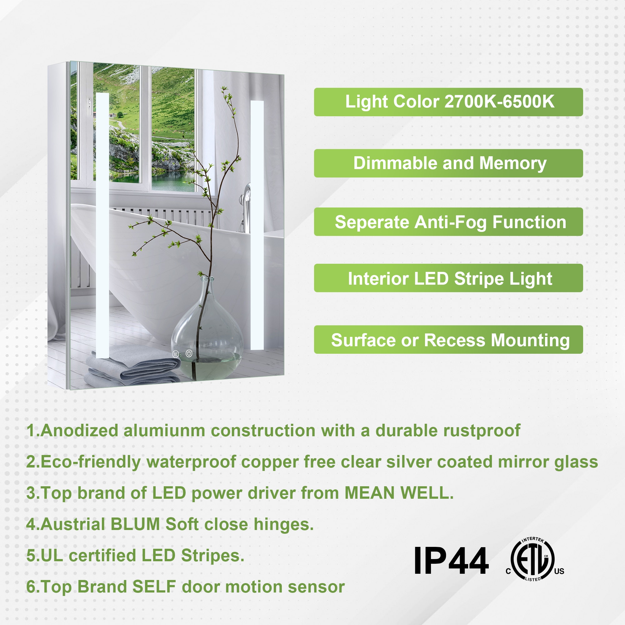 Forclover MEAM-VI2430L Bathroom-Medicine-Cabinets - View #8