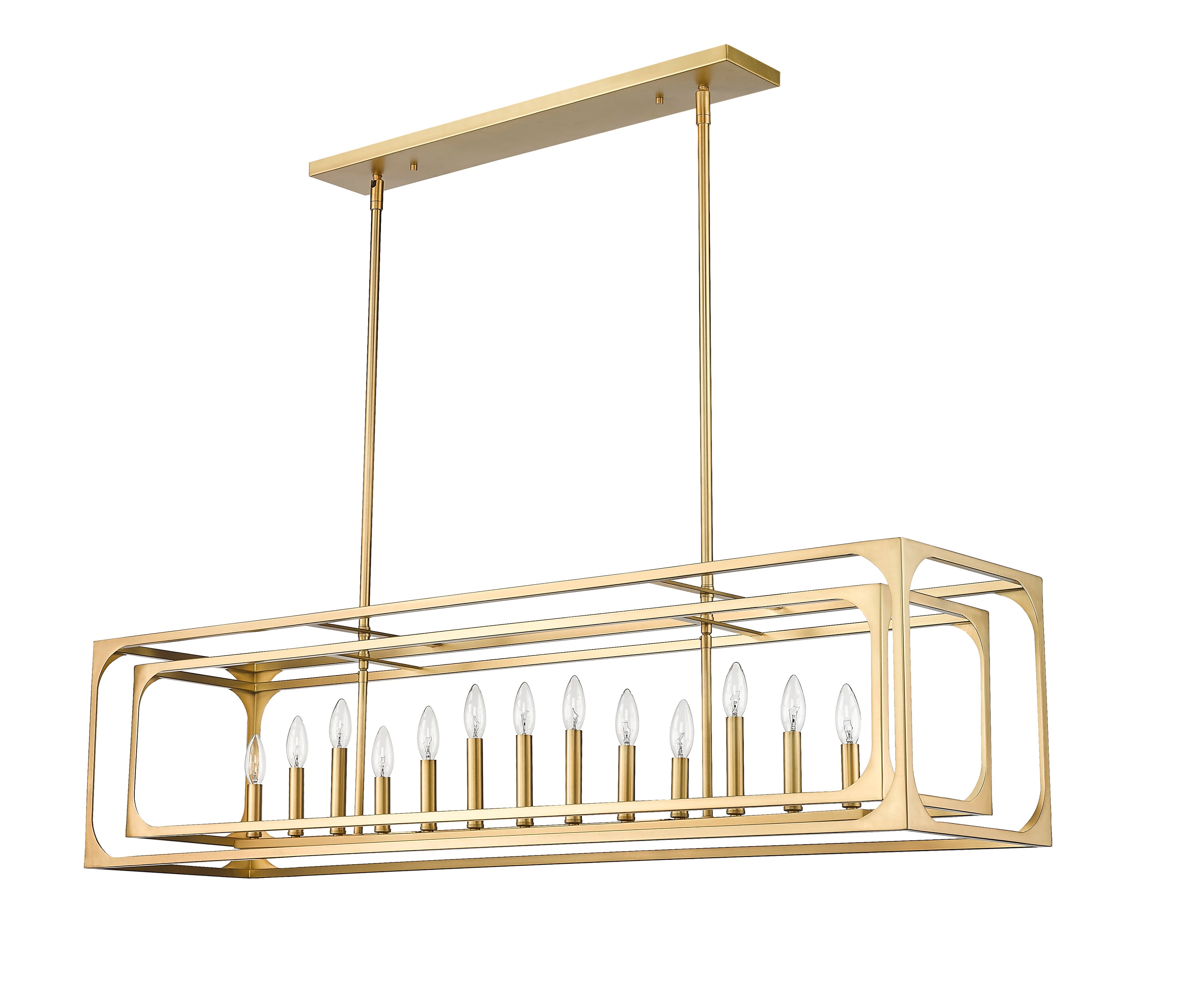 Easton Rubbed Brass 54" Linear Chandelier with Candelabra Bulbs
