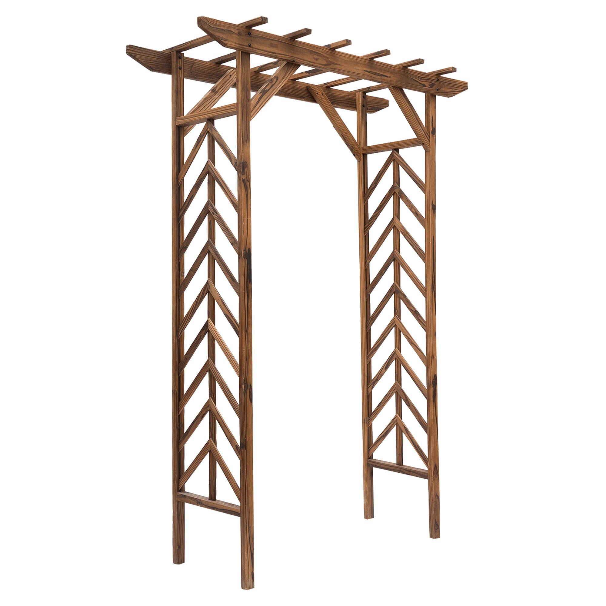 Maocao Hoom JLWP172567 Wooden Garden Arbor Arch Trellis 4.54-ft W x 6.56-ft H Flat Brown Douglas fir Garden Arbor