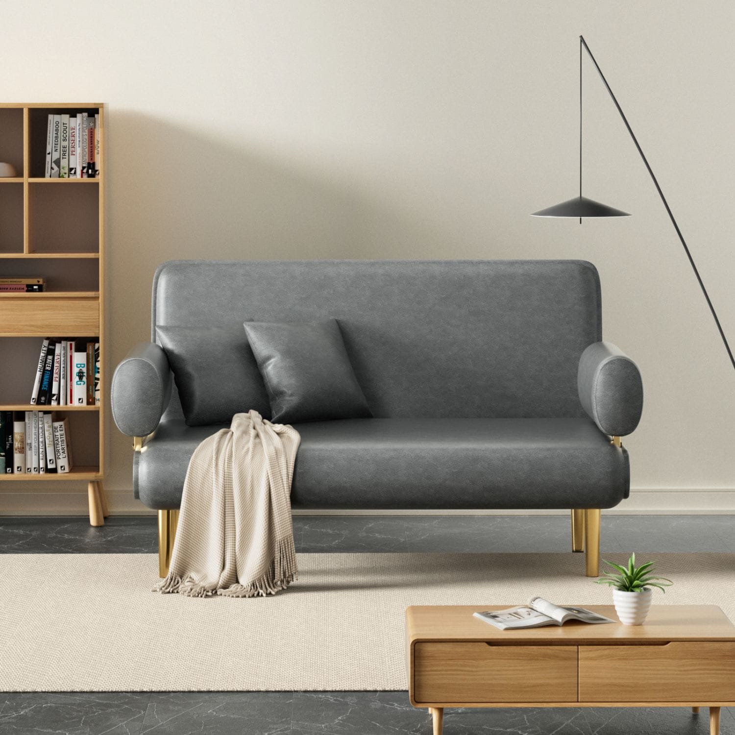 JASMODER W153167947 53.15-in Modern Gray Polyester/Blend Sofa