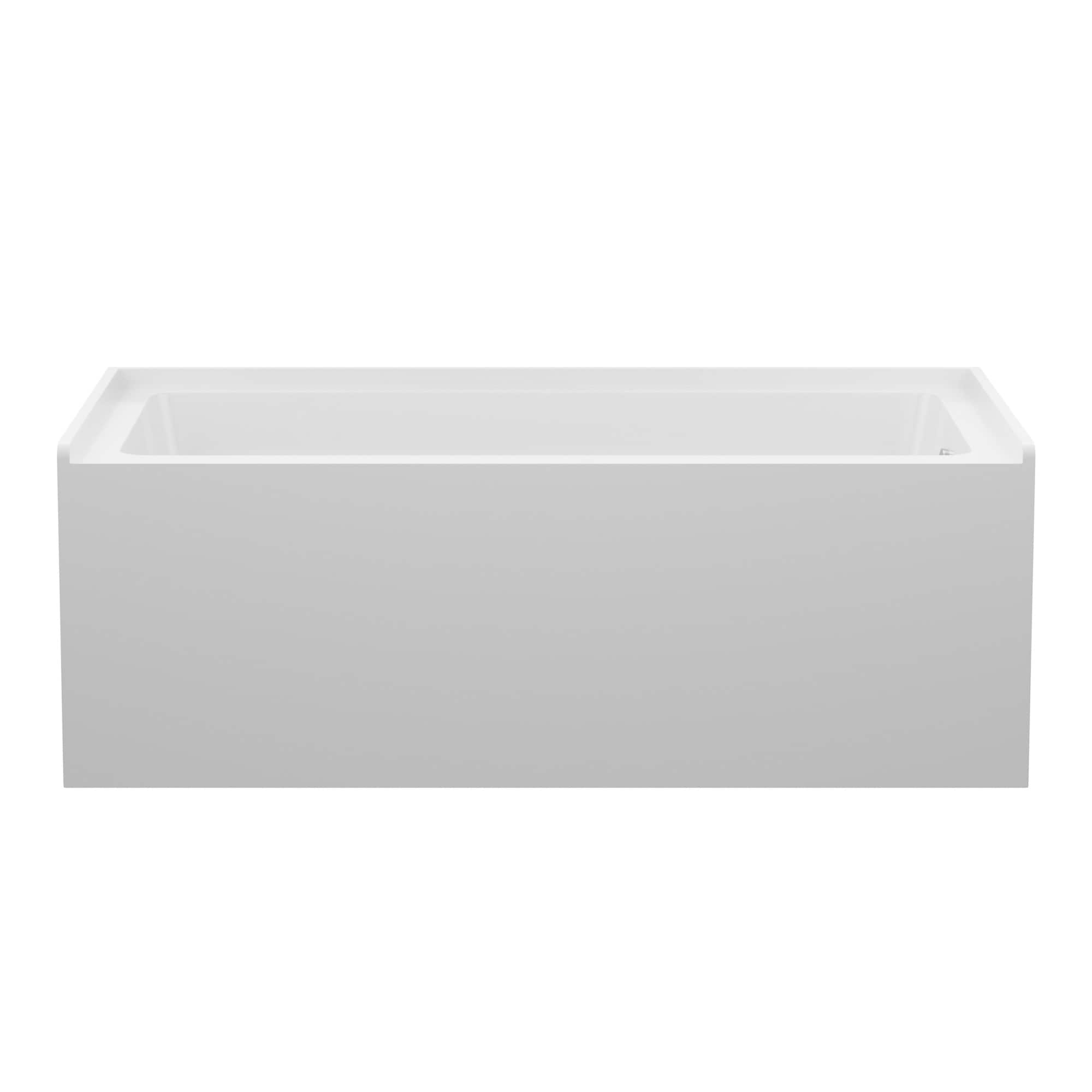 CASAINC CAS455W Back-to-Wall Design 32-in x 60-in Glossy White Acrylic Rectangle Alcove Soaking Bathtub with Drain ( Right Drain )