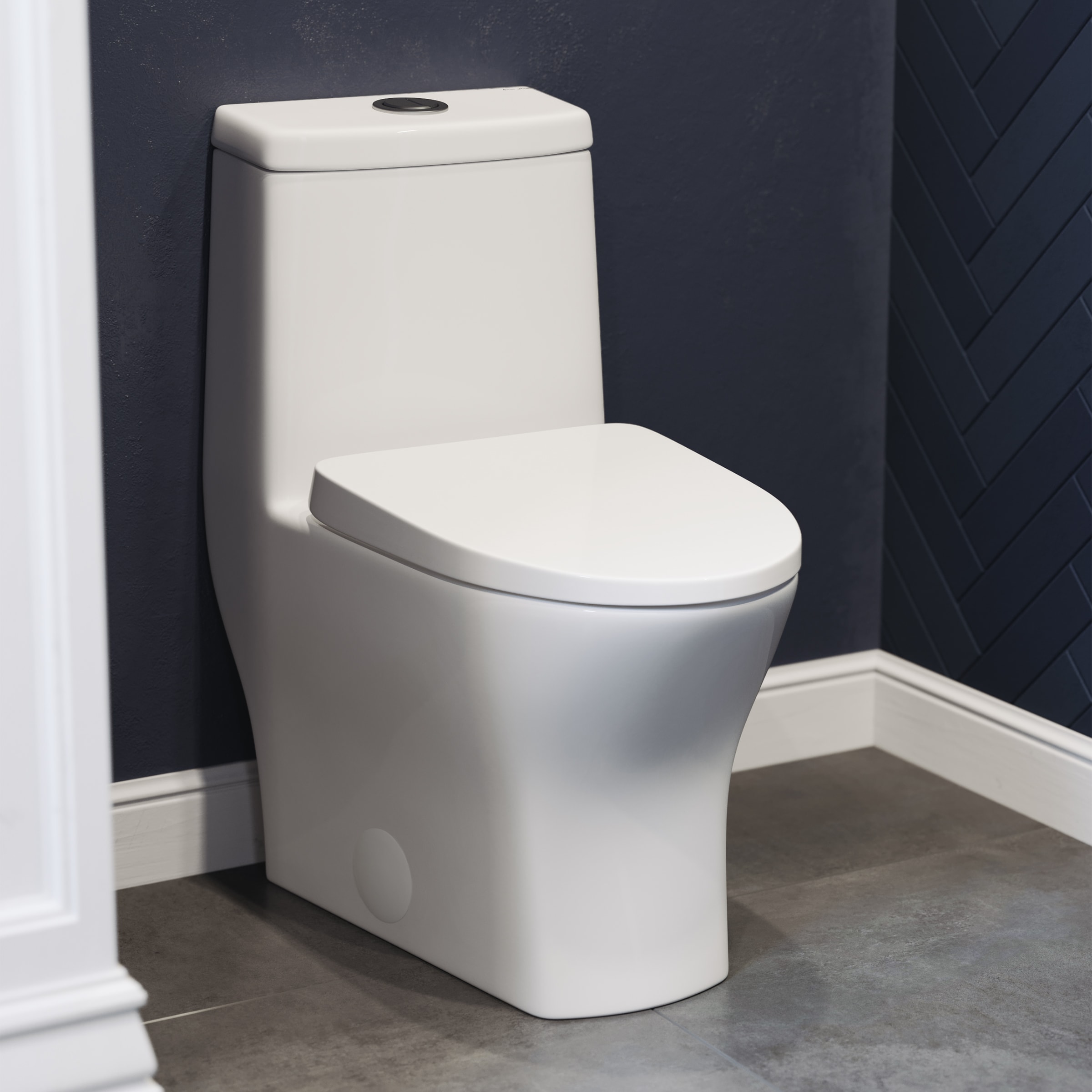 Swiss Madison Sublime II Glossy White Dual Flush Round Standard Height Soft  Close Toilet 12-in Rough-In 1.28-GPF at