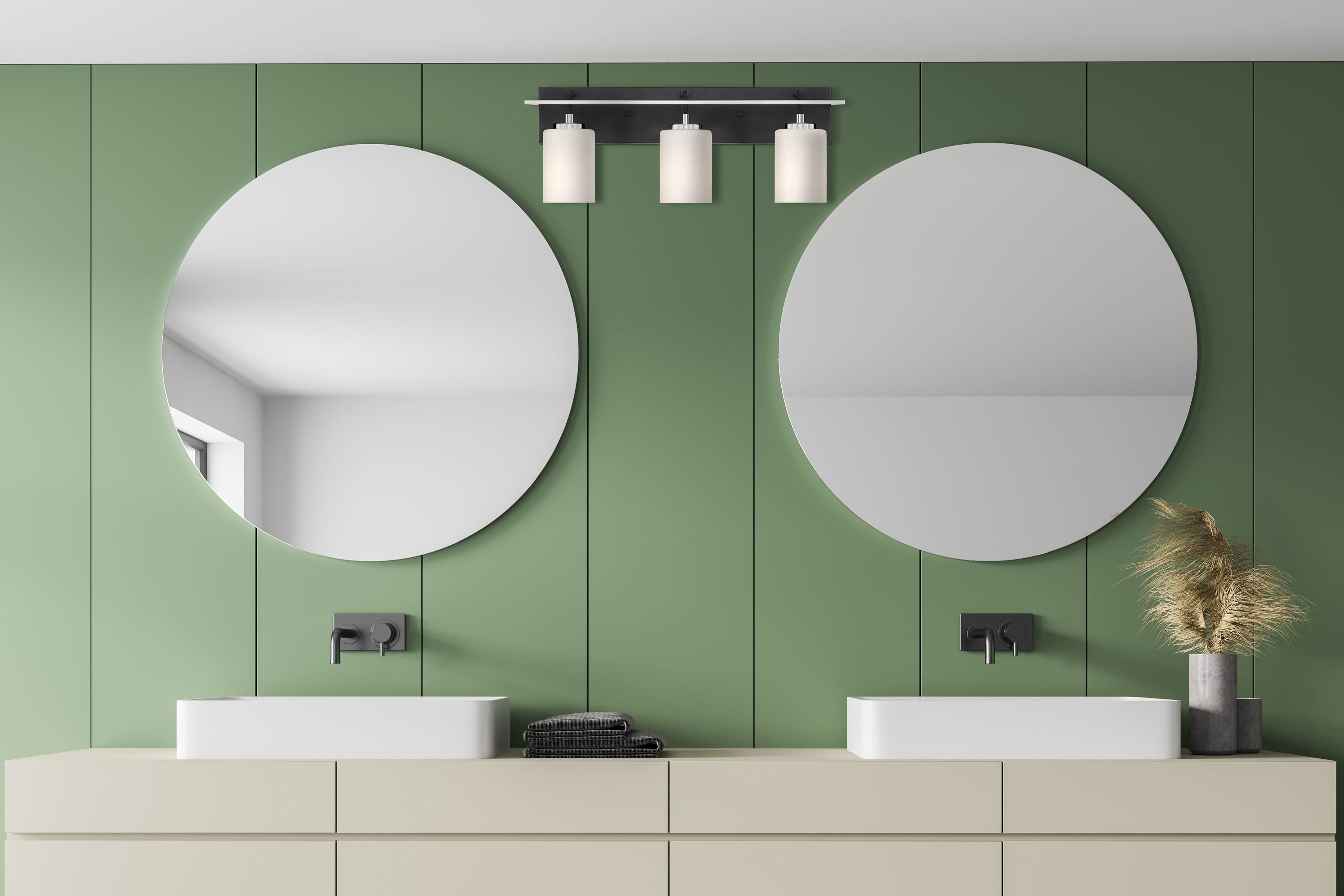 Matte Black Industrial 3-Light Dimmable Vanity Fixture
